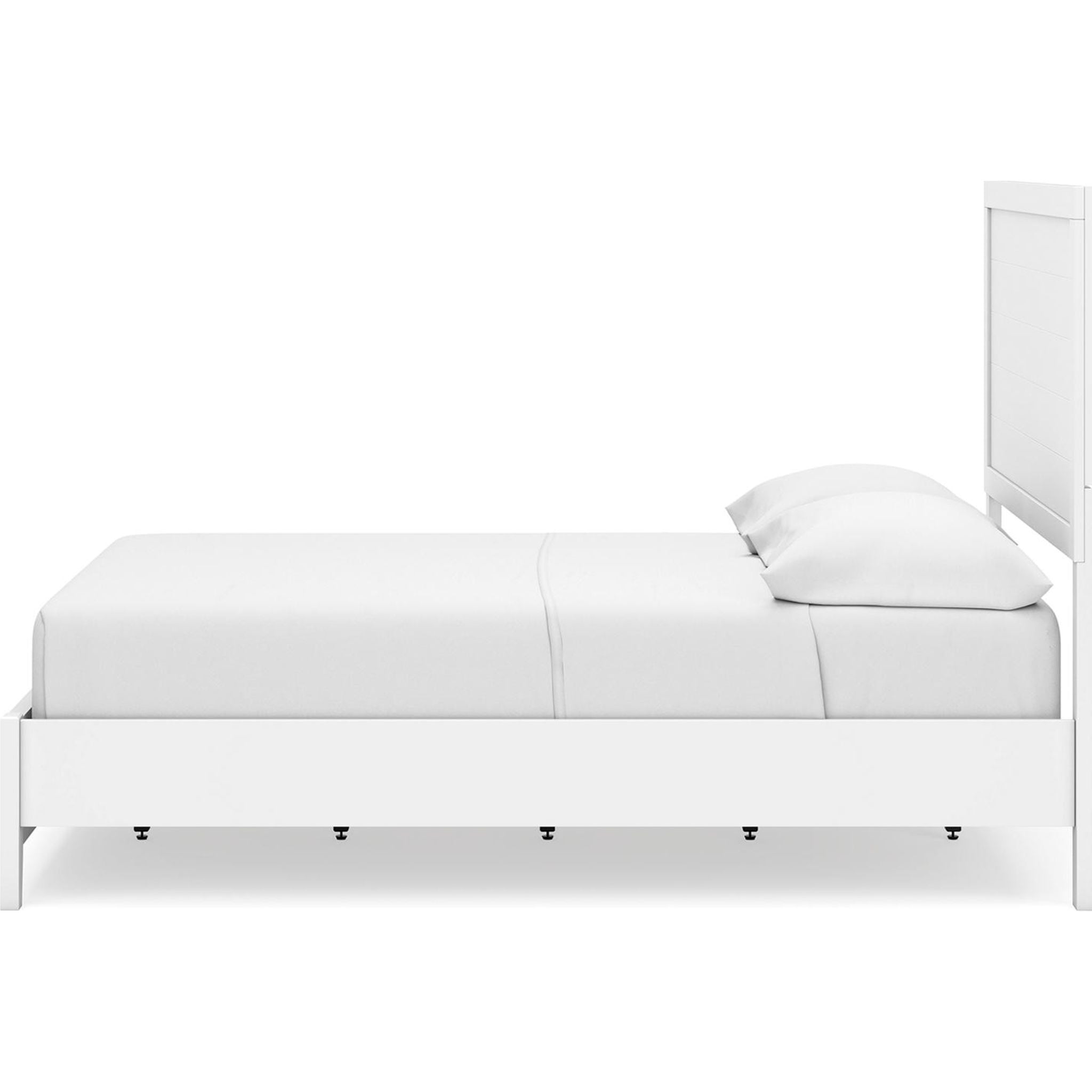 Binterglen Full Panel Bed Frame - Queen Size, White Wooden Platform Bed with Headboard & Footboard - Perfect for Modern Bedroom, Guest Room, or Dormitory