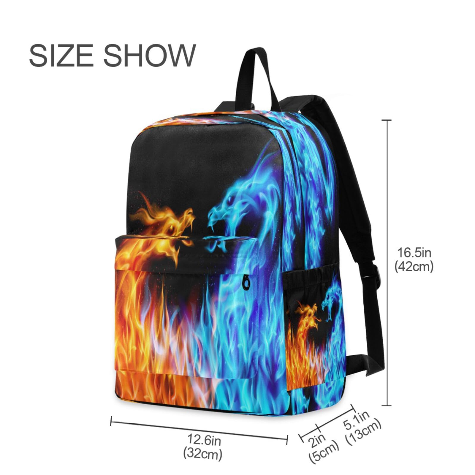 Dragon Fire Backpack - Lightweight Travel Daypack for Men & Women, Casual School Bag for Students, Teens, Boys & Girls - Perfect for Hiking, College, Work & Daily Use