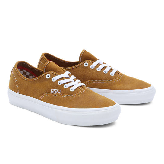 Vans Skate Authentic Leather Shoes for Men & Women - Golden Brown Color - Comfortable & Durable Skateboarding Sneakers - Perfect for Streetwear, Casual Wear & Skateboarding