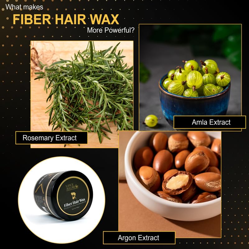 Lance Allure Fiber Hair Wax - Strong Hold Styling Wax with Amla & Rosemary Extract for Shiny, Conditioned Hair (100ml) | Perfect for Men's Grooming, Textured Hairstyles & Daily Styling