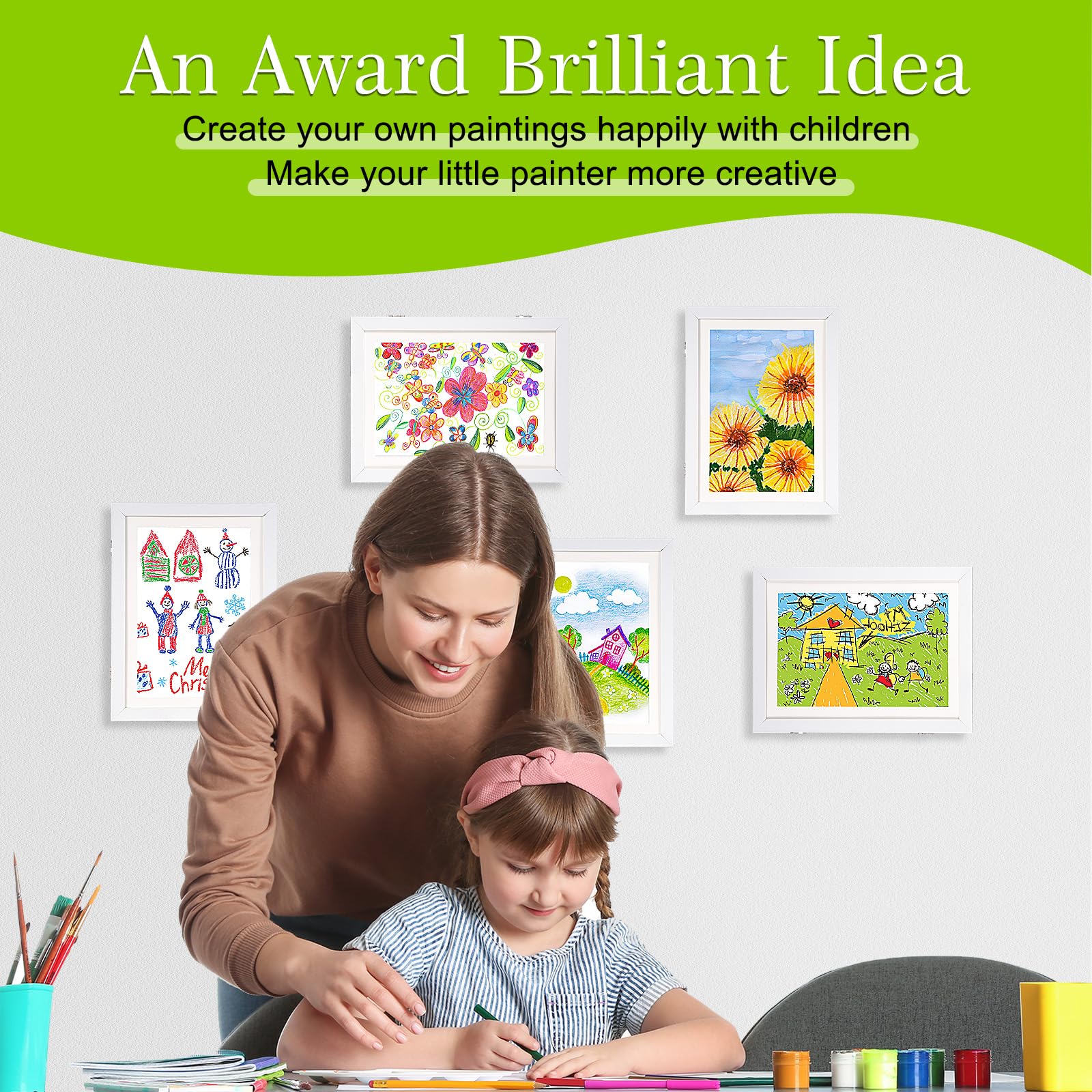 Kids Artwork Frames - Changeable Display Holds 100 A4 Pieces | White Picture Frames for Children's Drawings & Art Storage | Perfect for Home, Classroom & Gift Giving