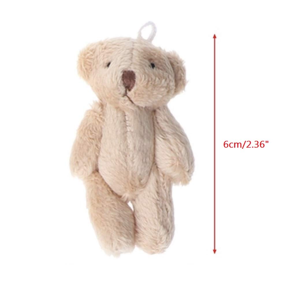 12Pcs 6CM Plush Small Jointed Teddy Bear Stuffed Animal Toys - Bulk Wedding Party Favors, Birthday Cake Decorations, DIY Accessories (White, Beige, Brown) - Perfect for Baby Showers, Bridal Decor, Gift Bags & Craft Projects