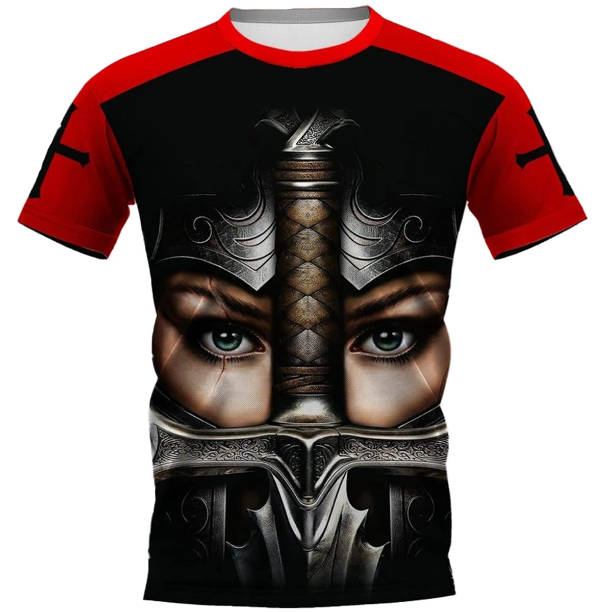 Knight Templar Walk with Jesus 3D Printed T-Shirt for Men & Women - Christian Graphic Tee for Church, Bible Study & Everyday Wear