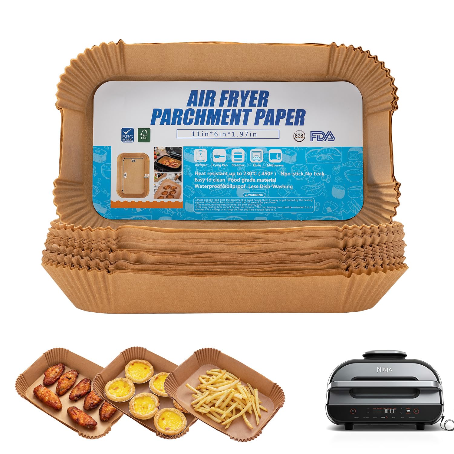 120Pcs Disposable Air Fryer Liners for Ninja Foodi Smart XL & FG551 6-in-1 Indoor Grill - Non-Stick Parchment Paper Sheets - Perfect for Healthy Cooking, Roasting, and Baking at Home