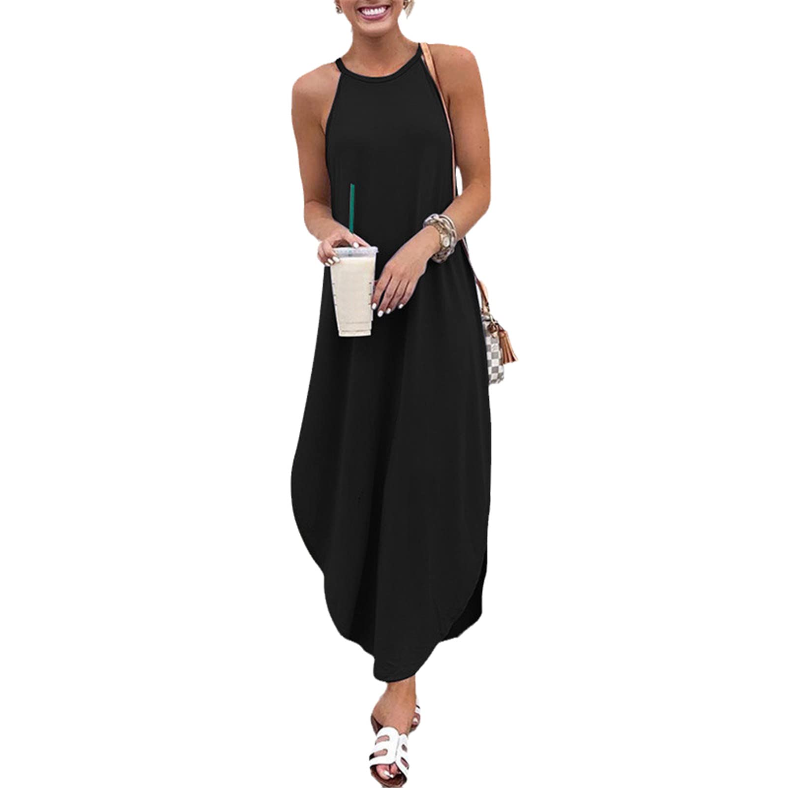 Bohemian Printed Maxi Dress for Women - Sleeveless Asymmetric Summer Sundress | Beach, Vacation & Casual Wear