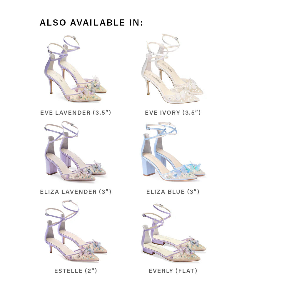 Eliza Blue Butterfly Block Heels - Women's Comfortable Chunky Heel Sandals for Weddings, Parties & Summer Outfits