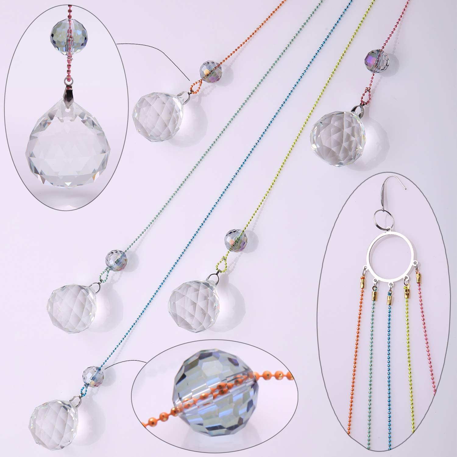 Rainbow Maker Crystal Ball Prism Suncatcher - Hanging Ornament for Home & Garden Decor - Creates Beautiful Light Reflections for Windows, Patios, and Meditation Spaces