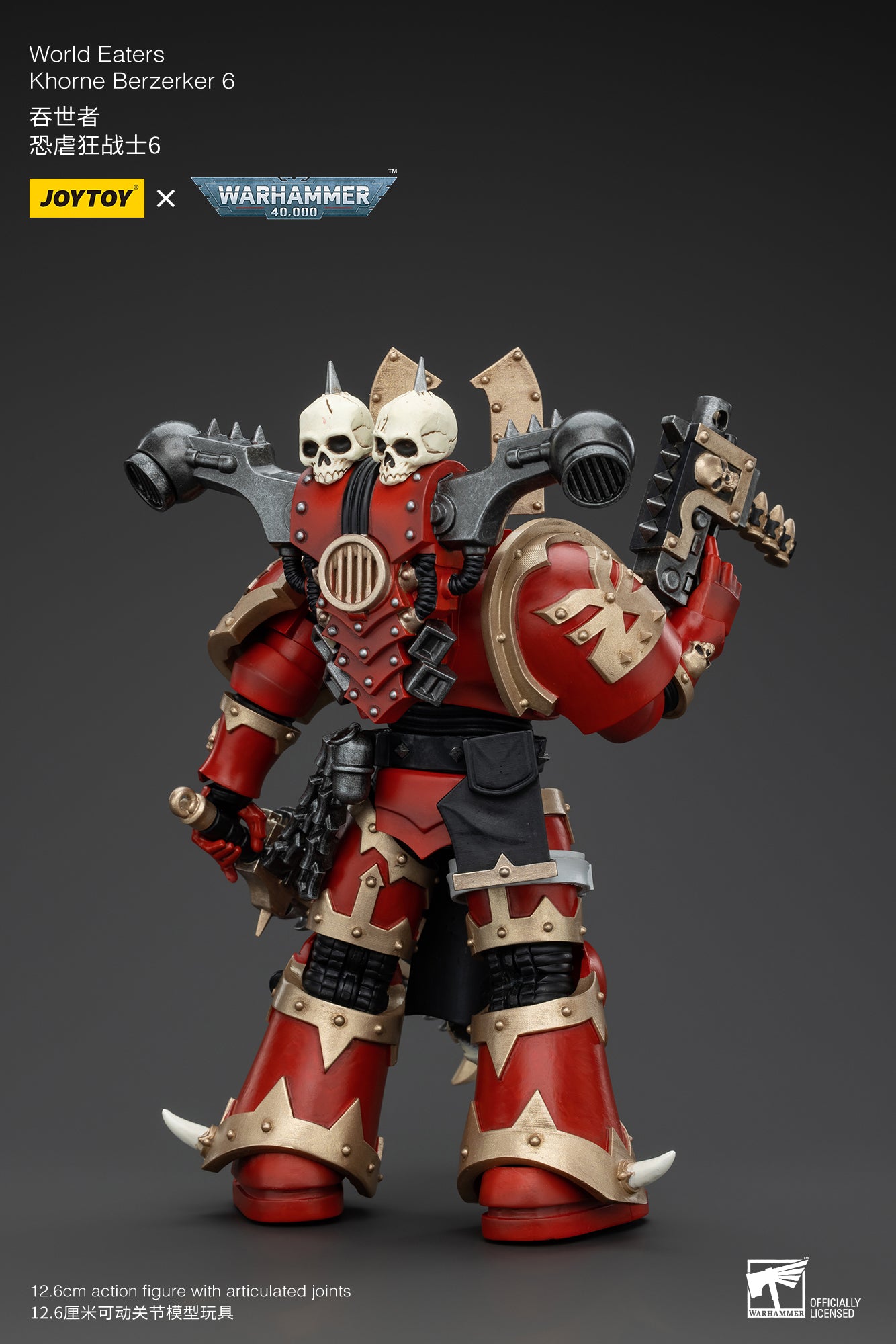 JOYTOY 1/18 Scale Warhammer 40K World Eaters Khorne Berzerker Action Figure - Collectible Miniature for Tabletop Gaming & Display