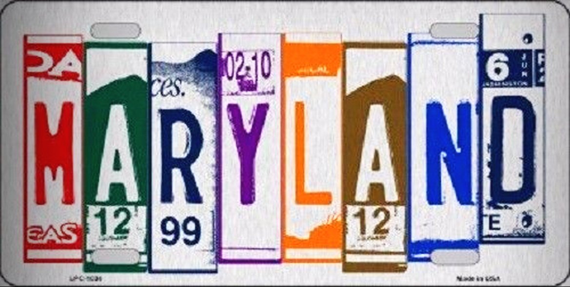 Maryland License Plate Art - Brushed Aluminum Metal Novelty License Plate for Home, Man Cave, Bar & Office Decor - Perfect for Wall Display & Gift Giving