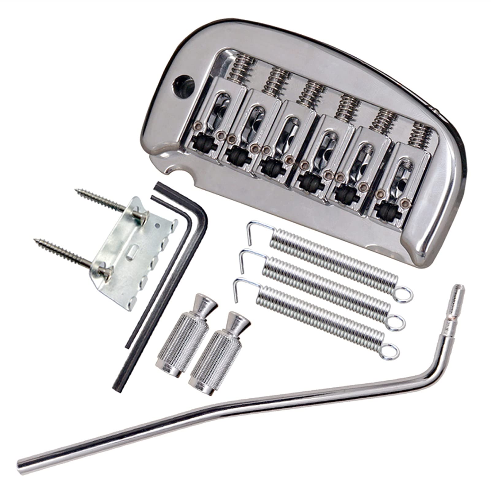 6-String Electric Guitar Roller Saddle Tremolo Bridge System - Silver | High-Quality Replacement Bridge for Smooth Vibrato | Perfect for Rock, Blues & Metal Performances