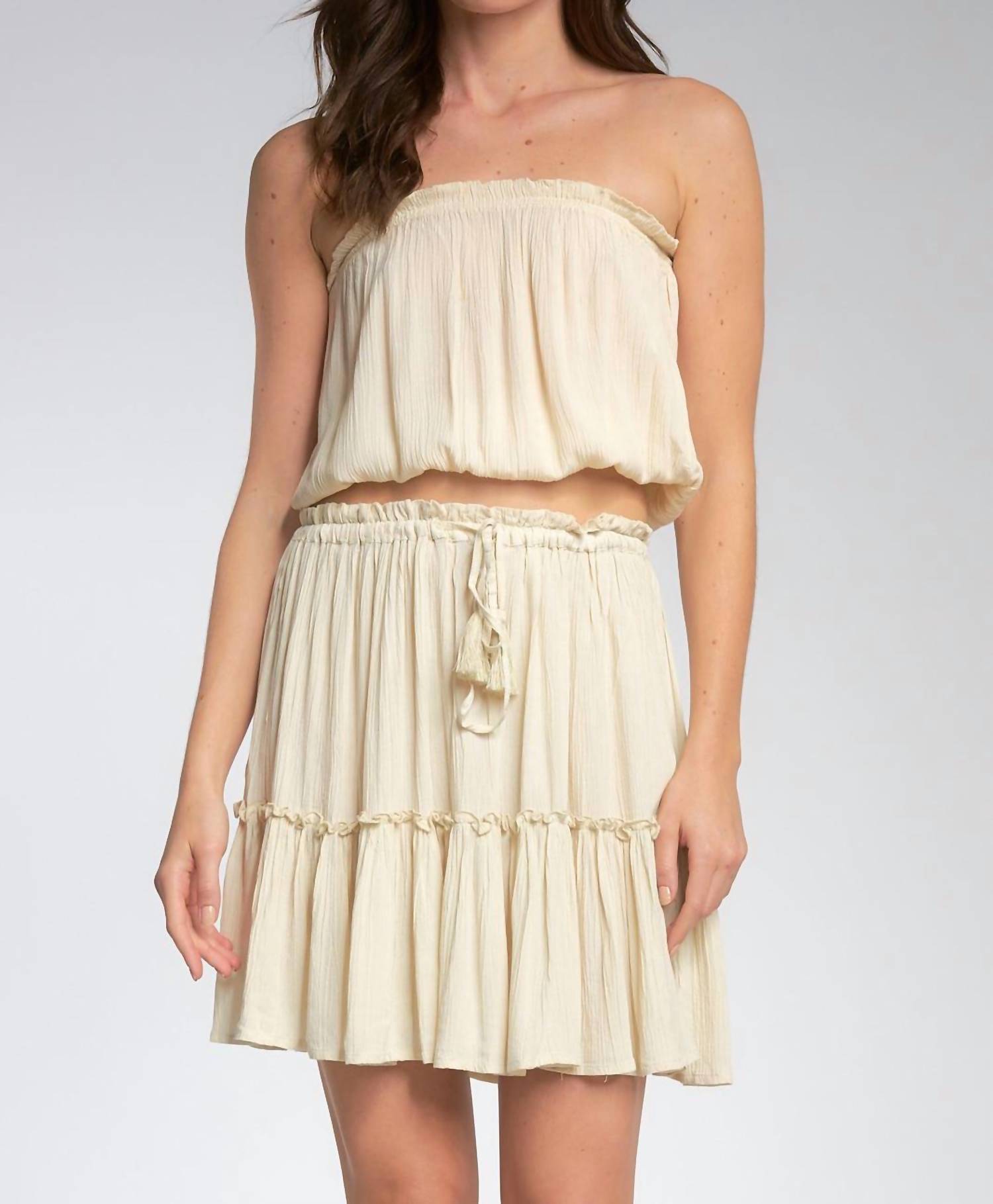 Neena Strapless Tube Top in Natural - Women's Fashion Basic for Summer, Beach, and Casual Outfits