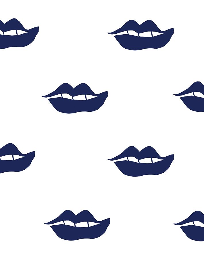 Clare V. Navy Lips Wallpaper - Self-Adhesive Peel & Stick Wallpaper for Home Decor, Bedroom, Living Room, Bathroom