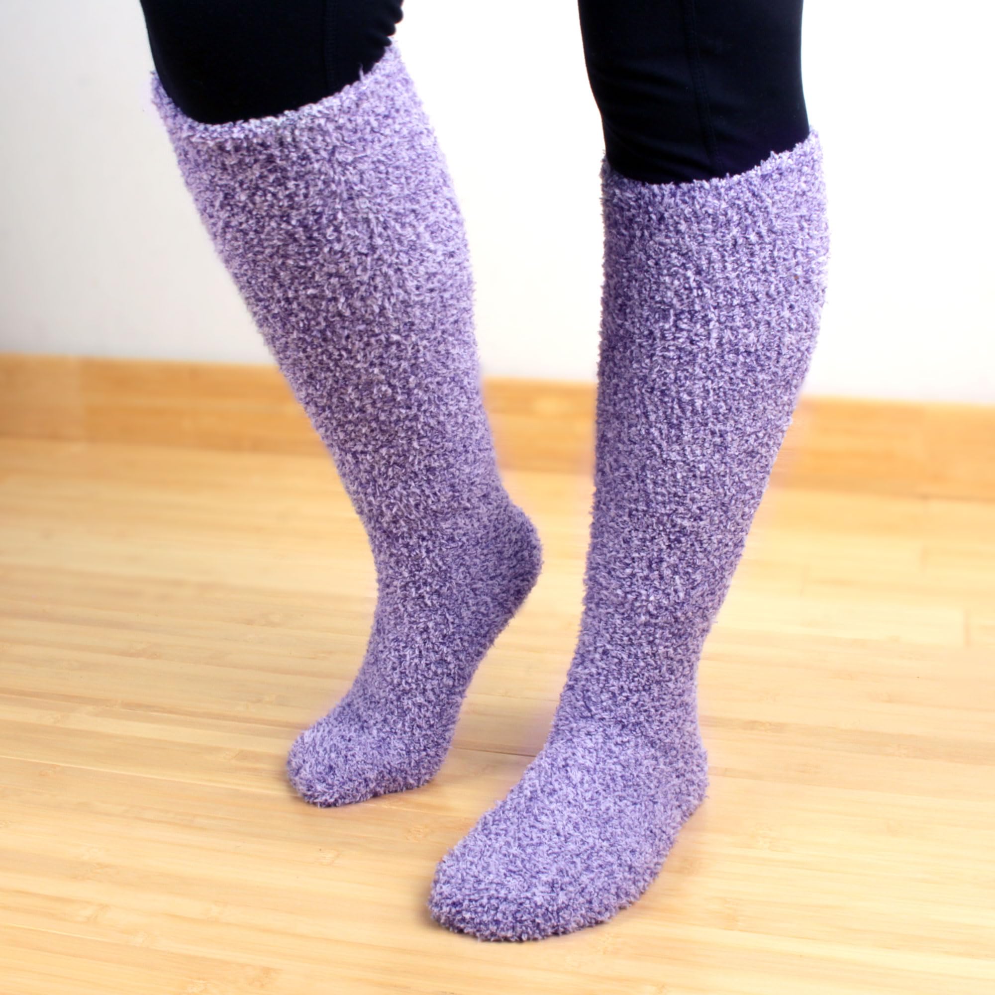 Women's Warm Fuzzy Feather Soft Knee High Socks for Winter - Cozy Thermal Boot Socks for Women, Perfect for Cold Weather, Snow Boots & Lounge Wear