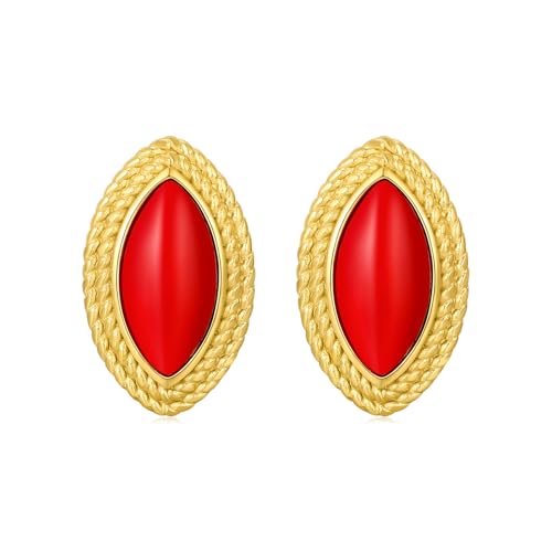 Red Oval Earrings