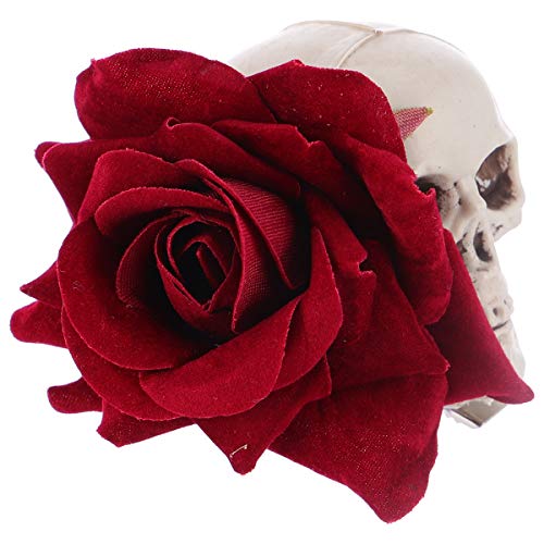 Funzzy Halloween Skull Hair Clip with Rose Flower - Gothic Hair Accessories for Women, Prank Props & Photo Booth Decor - Perfect for Halloween Parties, Cosplay, and Themed Events