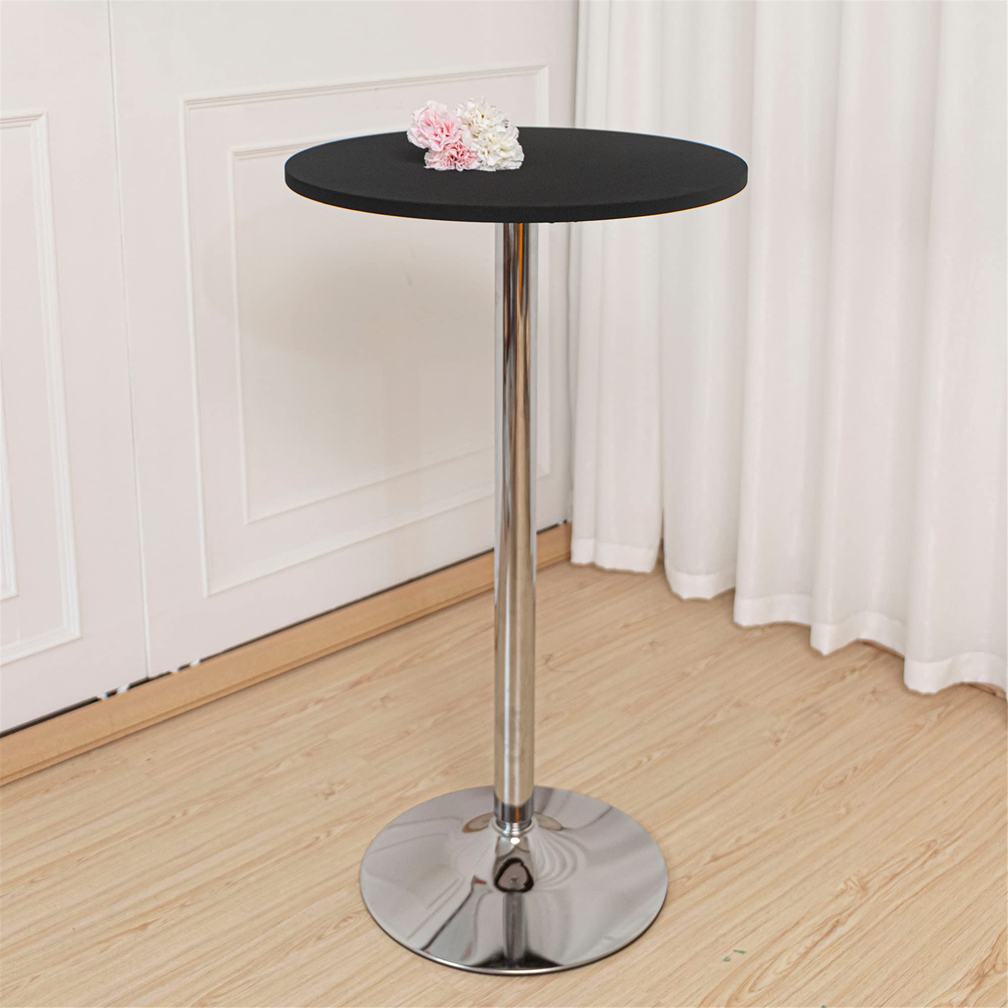 10-Pack Black Round Stretch Tablecloths - 24 Inch Elastic Spandex Fitted Table Cover for Cocktail, Bar & Folding Tables - Perfect for Parties, Weddings & Restaurant Events