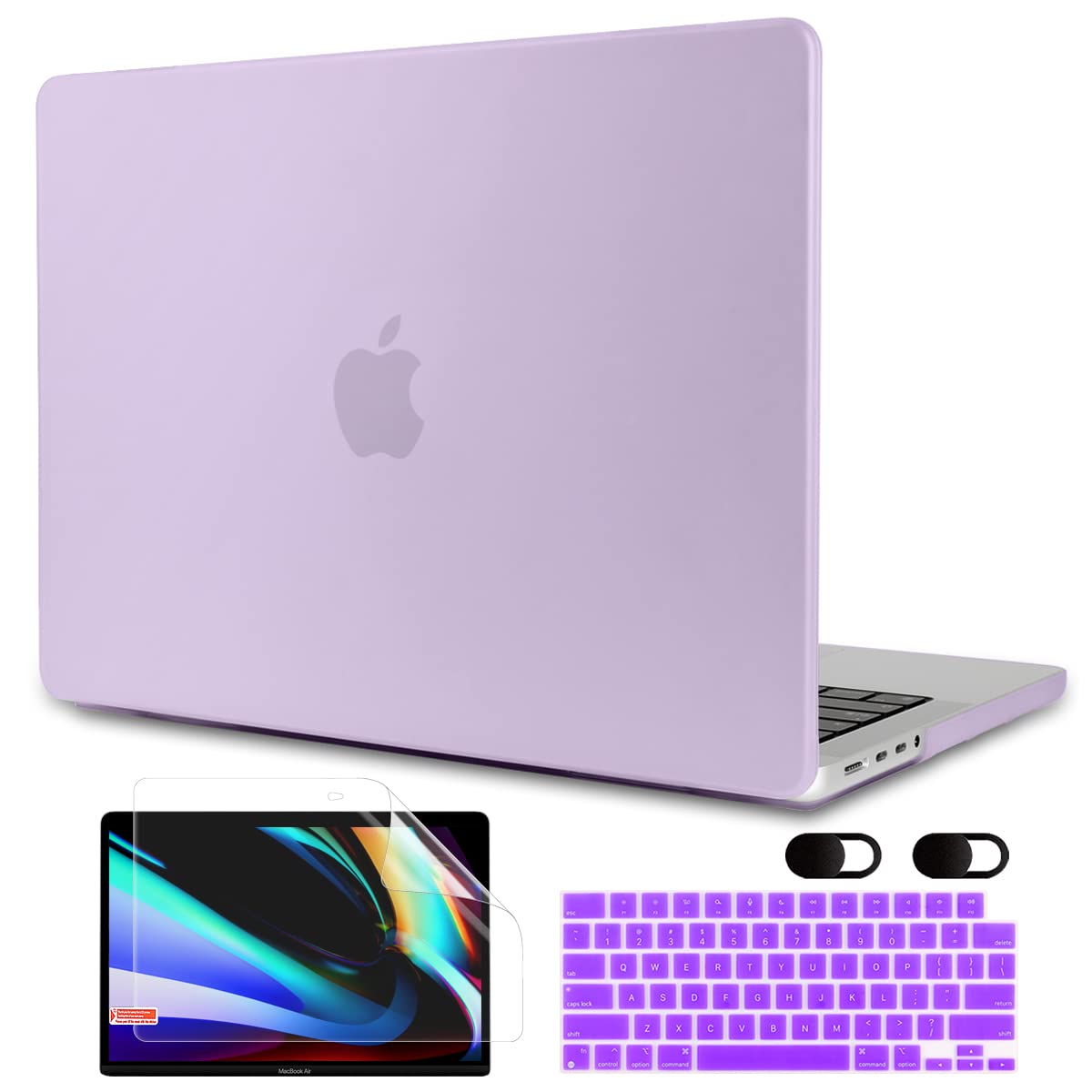 Premium Hard Shell Case for MacBook Pro 14 inch (2021-2023 Models A2442/A2779 M1/M2 Pro/Max) with Keyboard Cover & Screen Protector - Matte Purple Protective Cover for Work, Travel & Daily Use