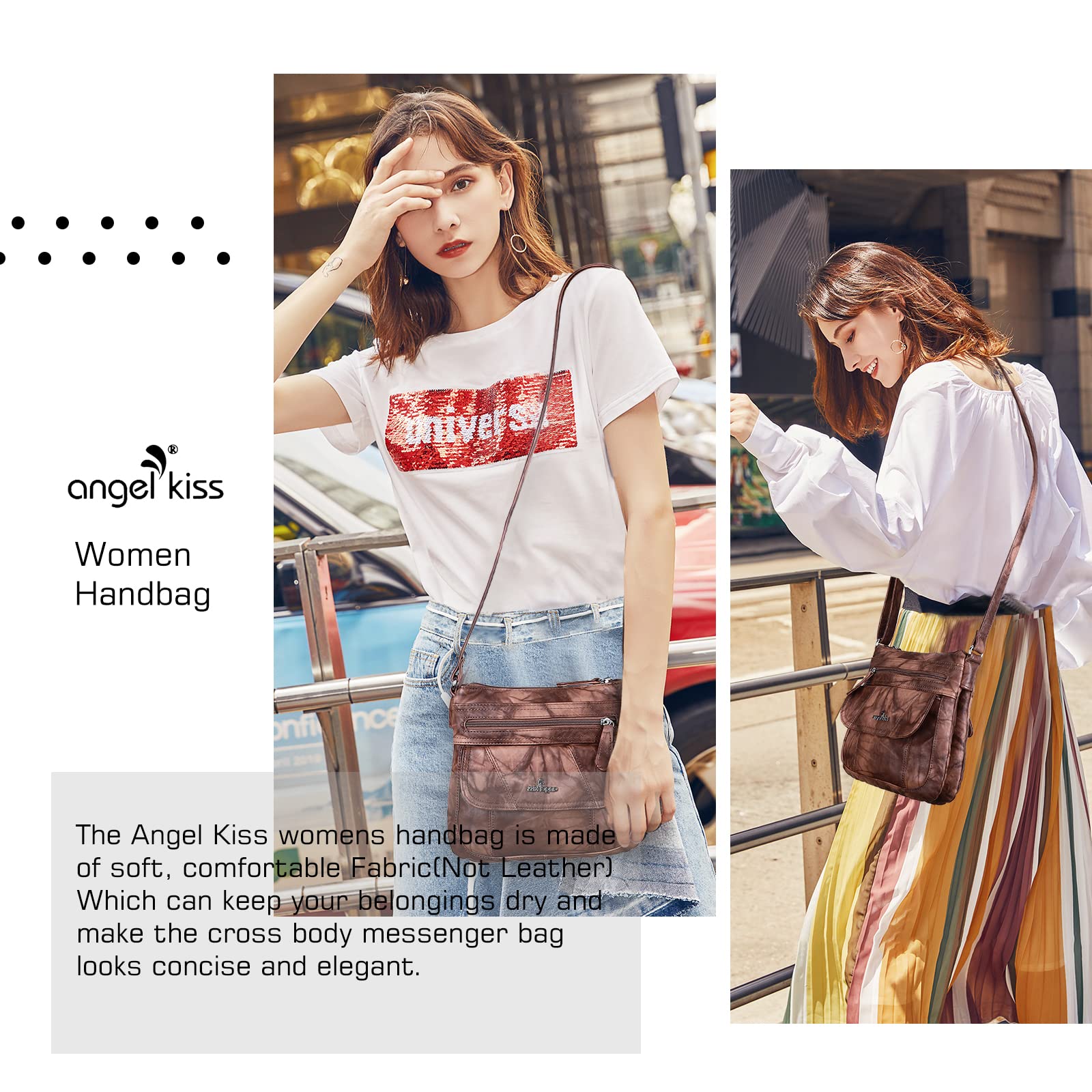Angel Kiss Women's PU Leather Crossbody Bag with Adjustable Strap - Stylish Shoulder Purse for Daily Use, Travel & Shopping