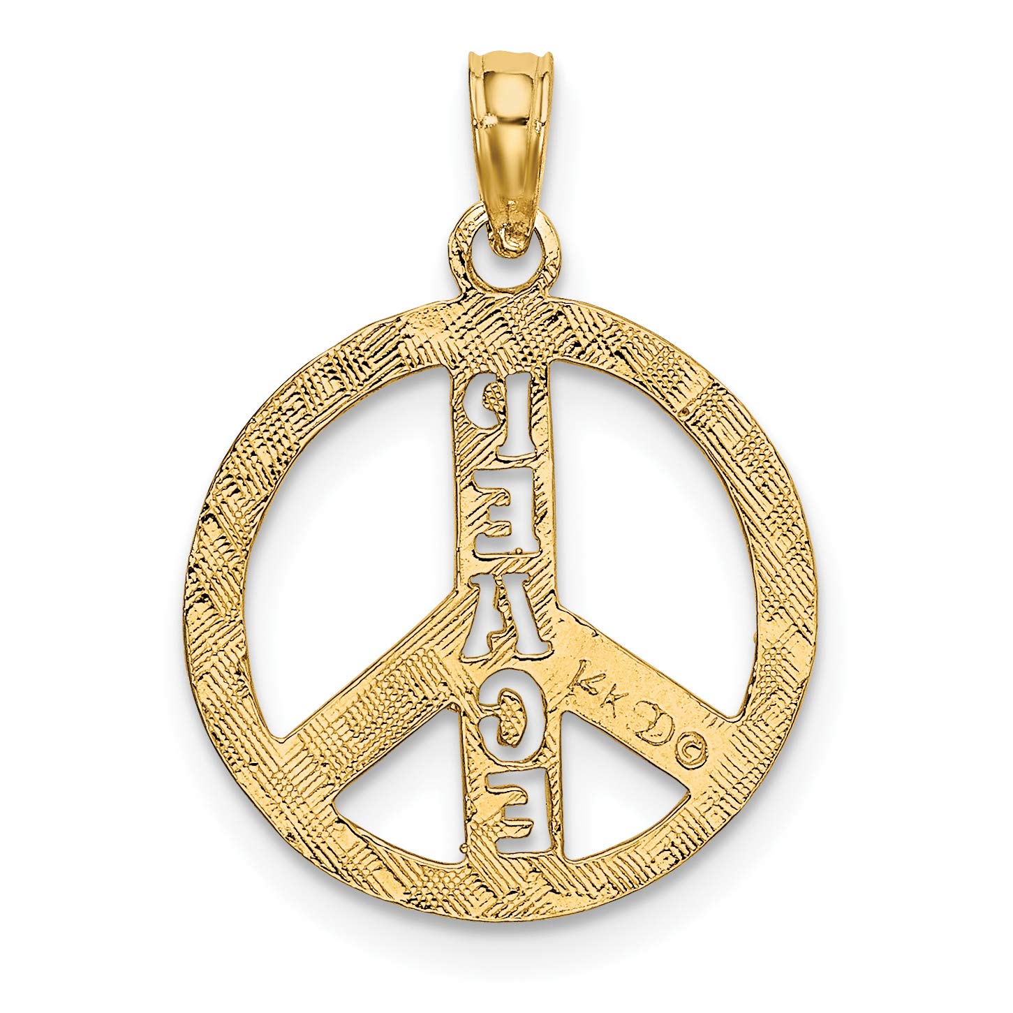 14K Solid Yellow Gold Peace Sign Necklace - Inspirational Symbol Pendant Charm for Women, Gift for Her, Hippie Jewelry for Everyday Wear & Special Occasions