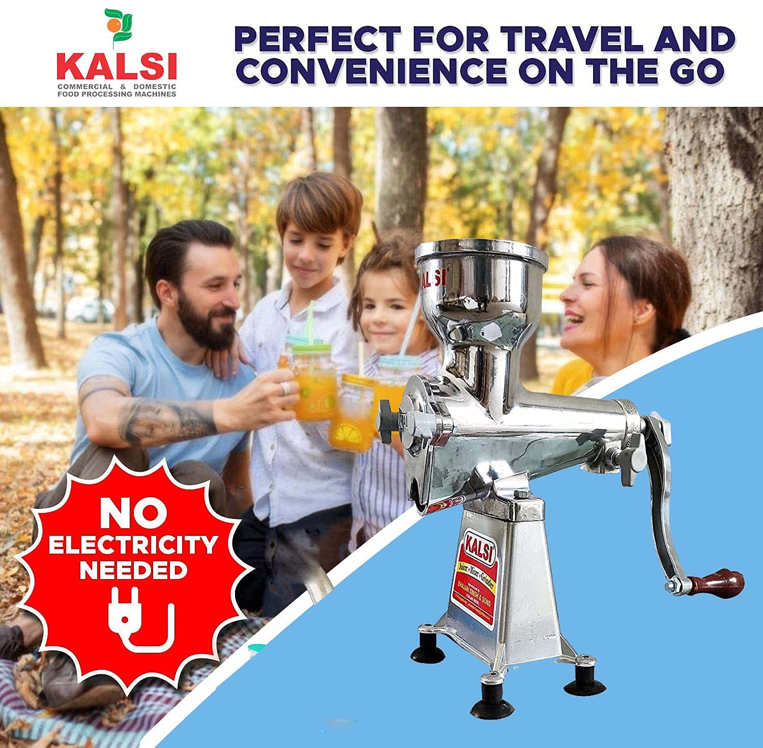 Premium KALSI Manual Citrus Juicer - Hand Press for Oranges, Pomegranates, Limes - Fresh Healthy Juice Maker - Durable Export Quality - Perfect for Home Kitchen, Camping & Healthy Lifestyle