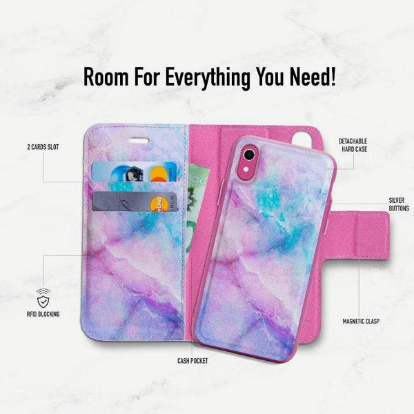 Premium iPhone XR Marble Wallet Case - Slim Protective Cover with Card Holder - Perfect for Everyday Use, Travel & Business