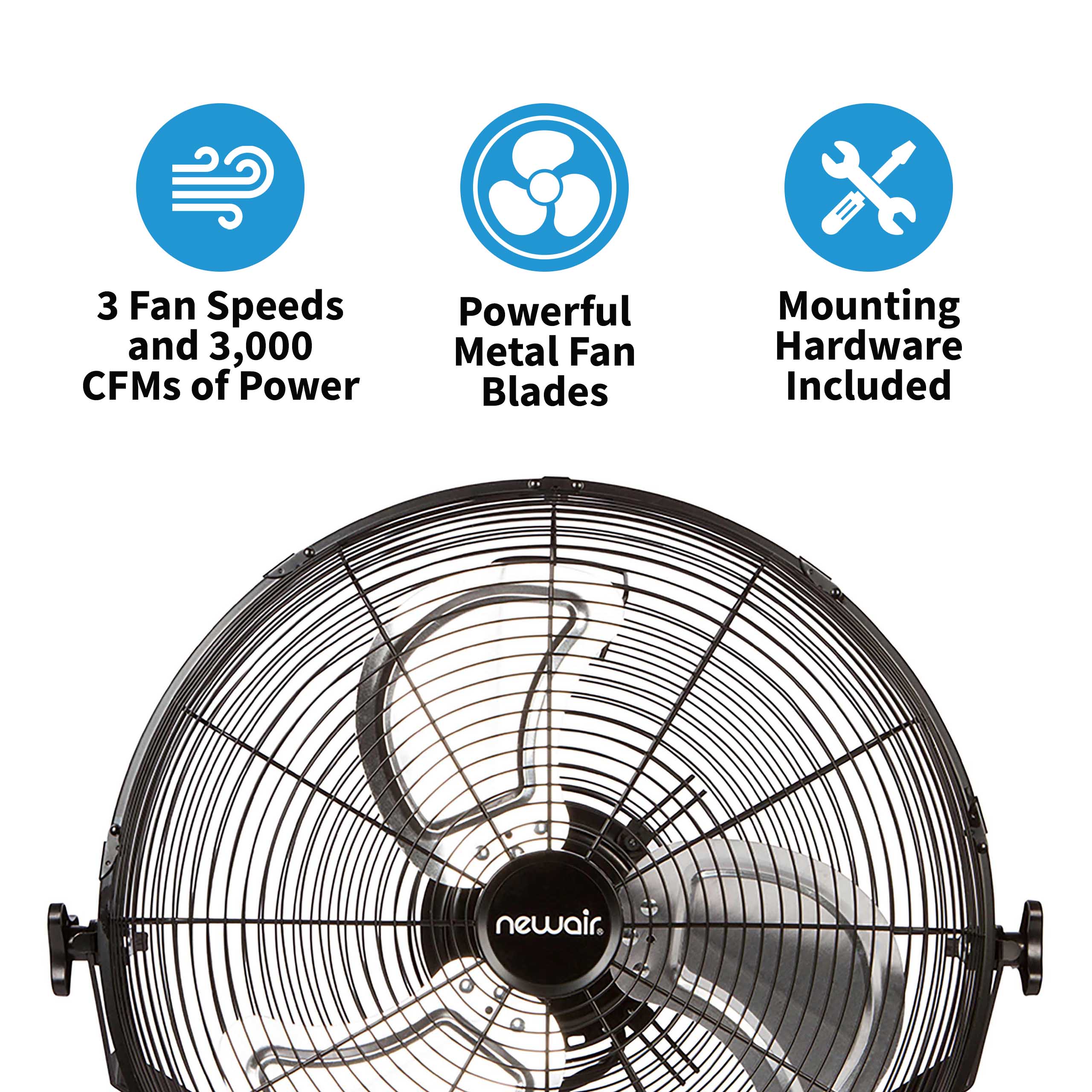 Newair® 18 Inch Wall Mounted Fan - Quiet Oscillating Cooling Fan for Home, Office, Bedroom & Garage - Energy Efficient with Remote Control (Perfect for Small Spaces & Indoor Air Circulation)