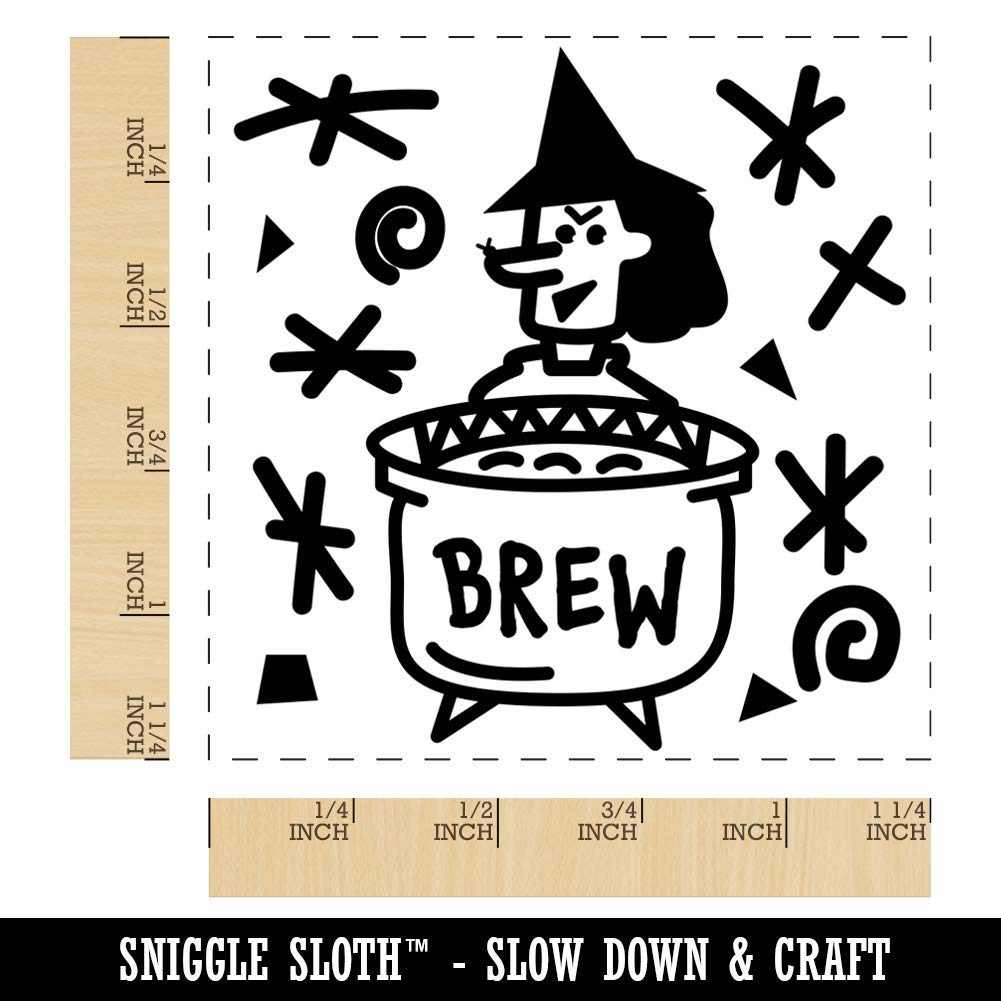 Halloween Witches Brew Pot Rubber Stamp - 1.25 Inch Small Square Craft Stamp for DIY Scrapbooking, Card Making & Party Decorations - Perfect for Halloween Crafts, Invitations & Spooky Decor