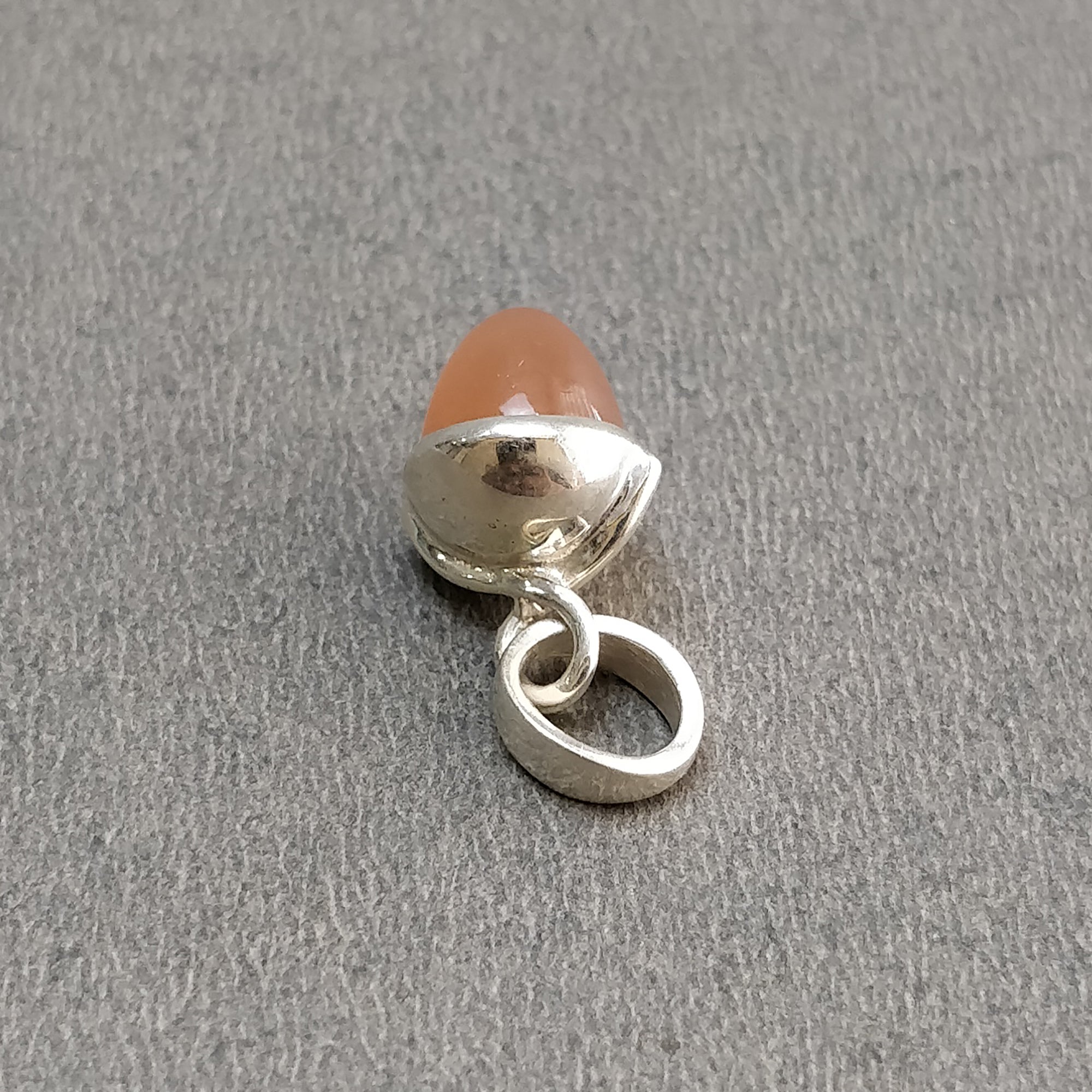 925 Sterling Silver Brown Moonstone Pendant Necklace - 2.15g Mini Bullet Charm with Loop, Elegant Jewelry Gift for Women | Perfect for Everyday Wear, Special Occasions & Birthday Presents