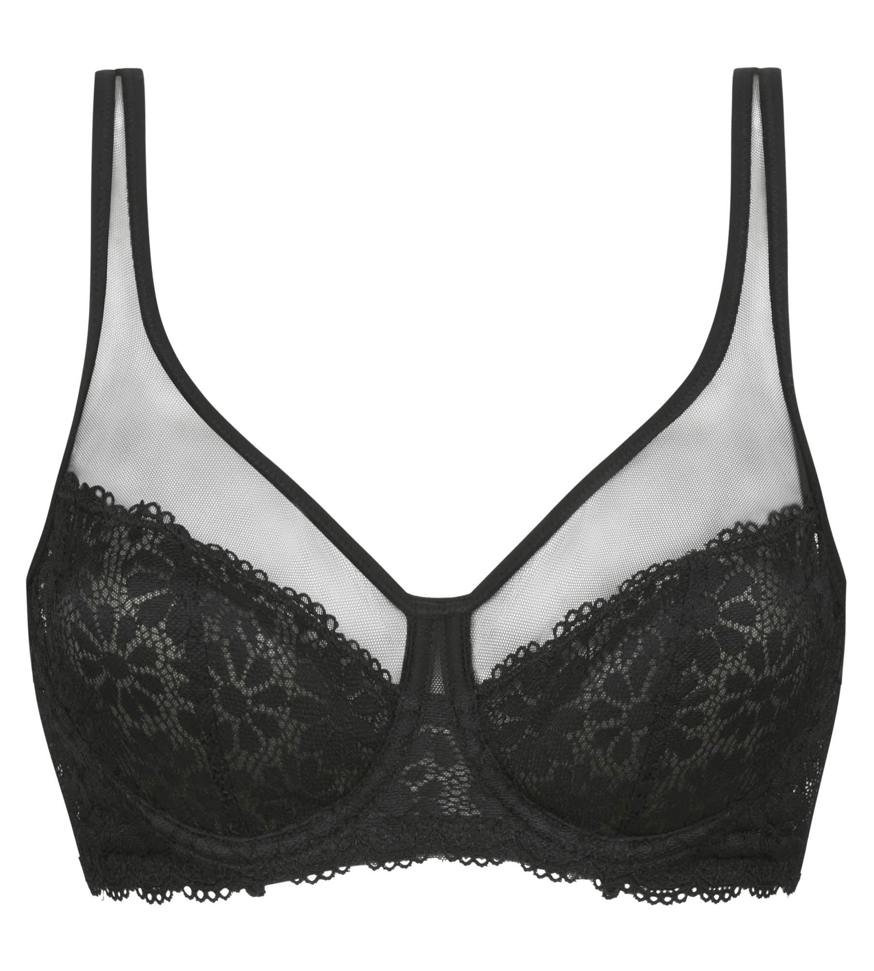 Lace Floral Embroidered Full Coverage Bra - Limited Edition Black | Comfortable Support for Everyday Wear & Special Occasions