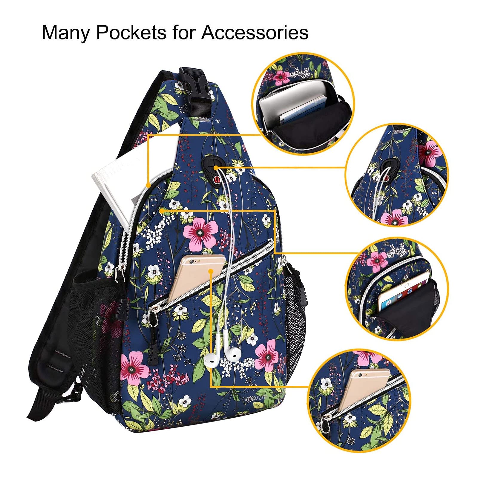 MOSISO Sling Backpack for Men & Women - Lightweight Travel Hiking Daypack, Water-Resistant Crossbody Shoulder Bag in Periwinkle Blue - Perfect for Outdoor Adventures, Commuting and Daily Use