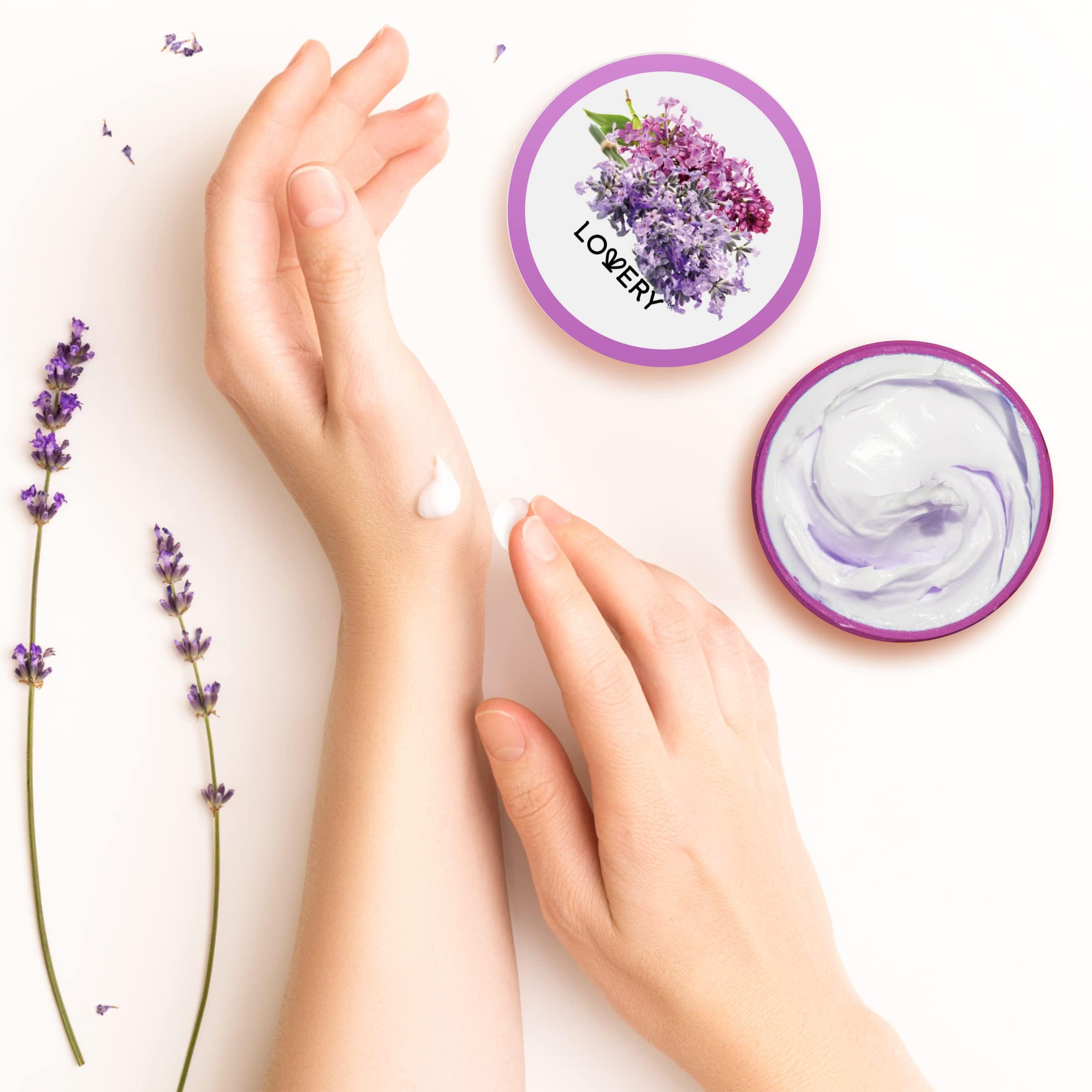 Lavender Lilac Body Butter - Shea Cream with Jojoba Oil & Vitamin E - Hydrating Natural Moisturizer for Dry Hands, Feet & Elbows - 5.74 Fl Oz - Perfect for Daily Skincare Routine & Spa Night Self-Care