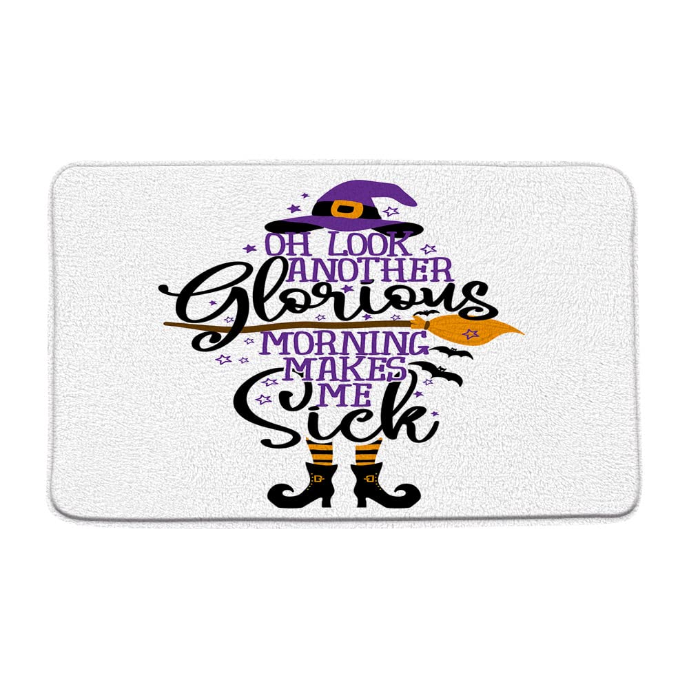Halloween Witch Bath Mat - Funny Magic Witchcraft Quote with Alchemy Hat, Shoes, Stars & Bats - Cute Cartoon Design for Bathroom, Bedroom, Kitchen - Non-Slip Microfiber Memory Foam Rug - Perfect for Halloween Decor & Witch-Themed Home Accessories