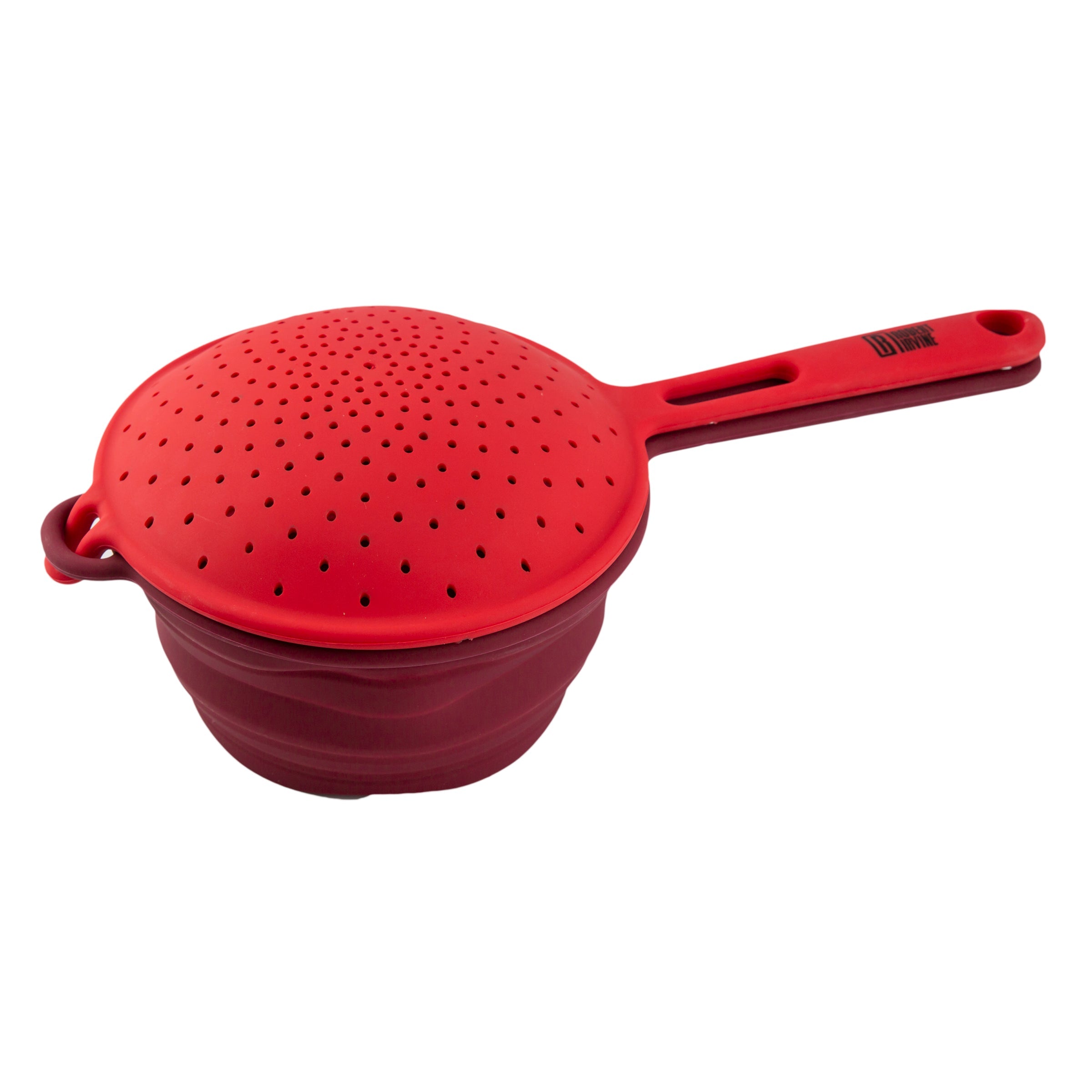 Premium Robert Irvine 2-Piece Silicone Colander Set - Durable, Heat-Resistant & BPA-Free Kitchen Strainers - Perfect for Pasta, Salad, Vegetables & Fruit Washing (Red)