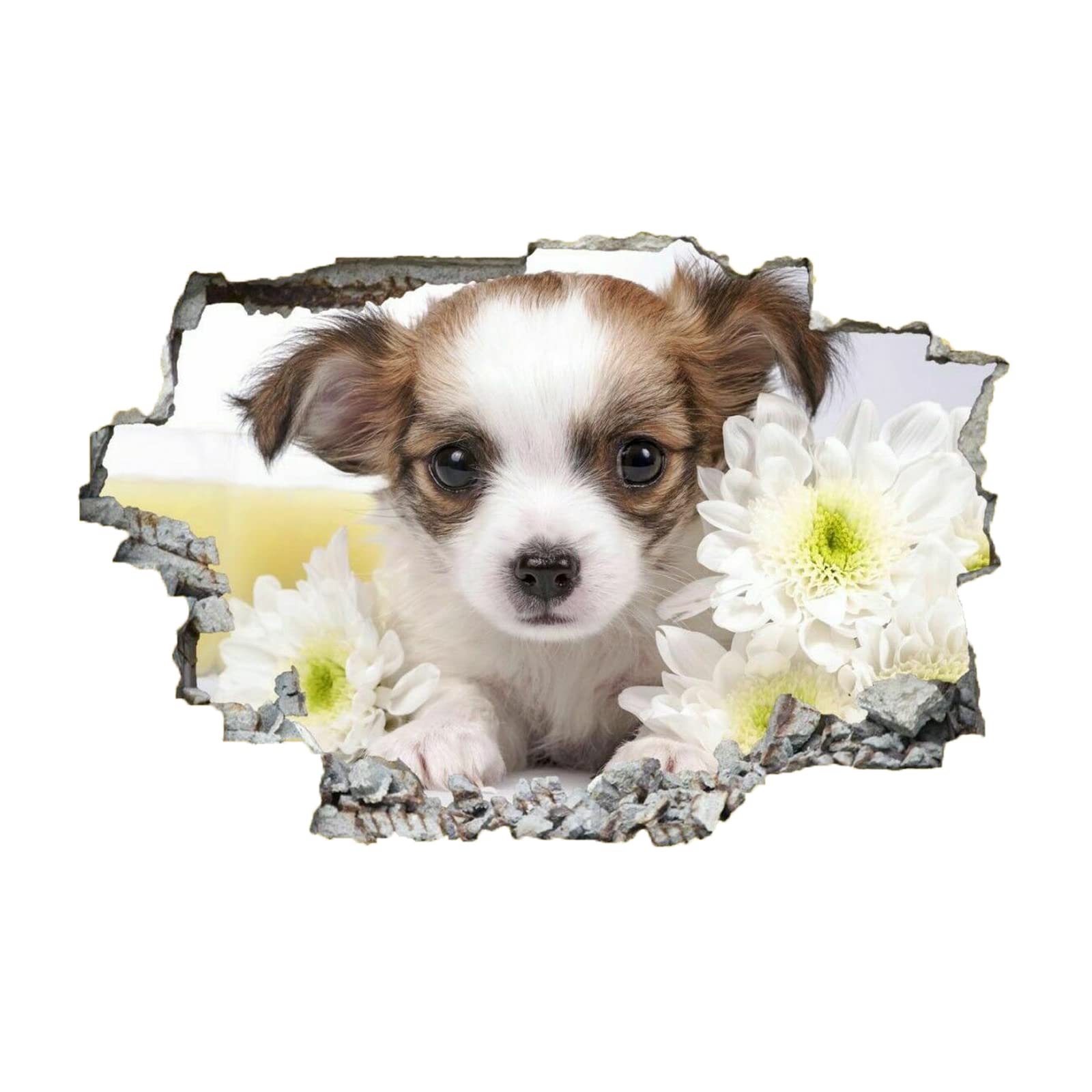 3D Animal Wall Stickers - Smashed Puppy Vinyl Decals, Removable Waterproof Nursery Decor for Kids Room, Baby Boy & Girl Bedroom Wall Art (26
