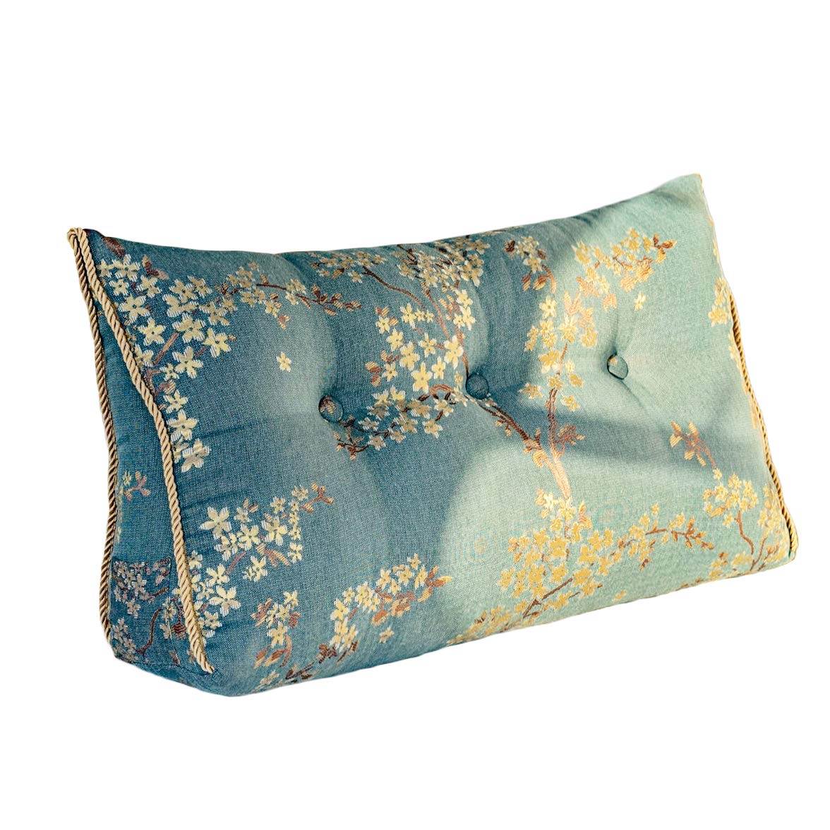 WOWMAX Large Triangular Wedge Pillow for Headboard & Back Support - Reading & Lounging Pillow with Removable Cover, Perfect for Day Beds, Bunk Beds & Twin Size Beds (Lake Blue) - Ideal for Back to School, Dorm Rooms & Relaxing at Home