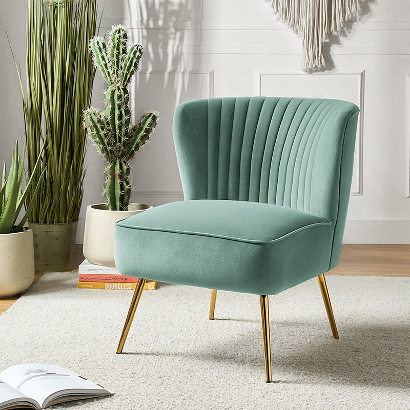 Lola Velvet Side Chair - Modern Upholstered Accent Chair for Living Room, Bedroom & Office - Soft Velvet Fabric with Sturdy Wooden Legs - Perfect for Dining, Lounge & Home Decor