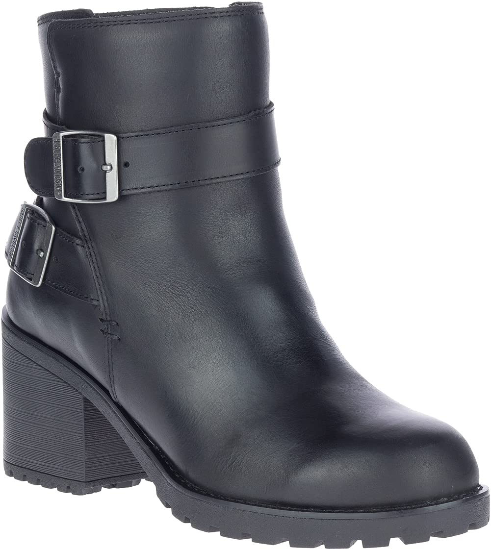 HARLEY-DAVIDSON Women's Lalanne Double Strap Motorcycle Boots - Black Leather Biker Boots for Riding & Casual Wear - Perfect for Motorcycle Enthusiasts & Fashion Lovers