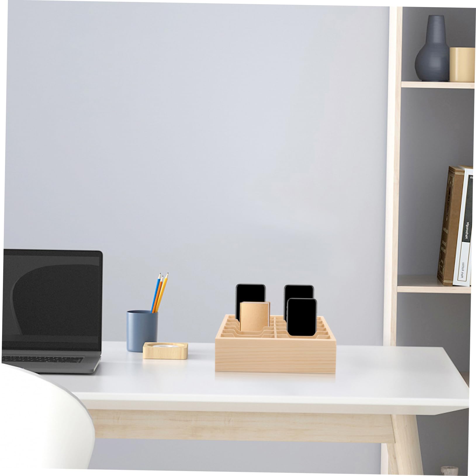 CANIGHT Wooden Phone Organizer Box - Stylish Mobile Phone Display Shelf with Cubes | Perfect for Home, Office, and Retail Store Organization