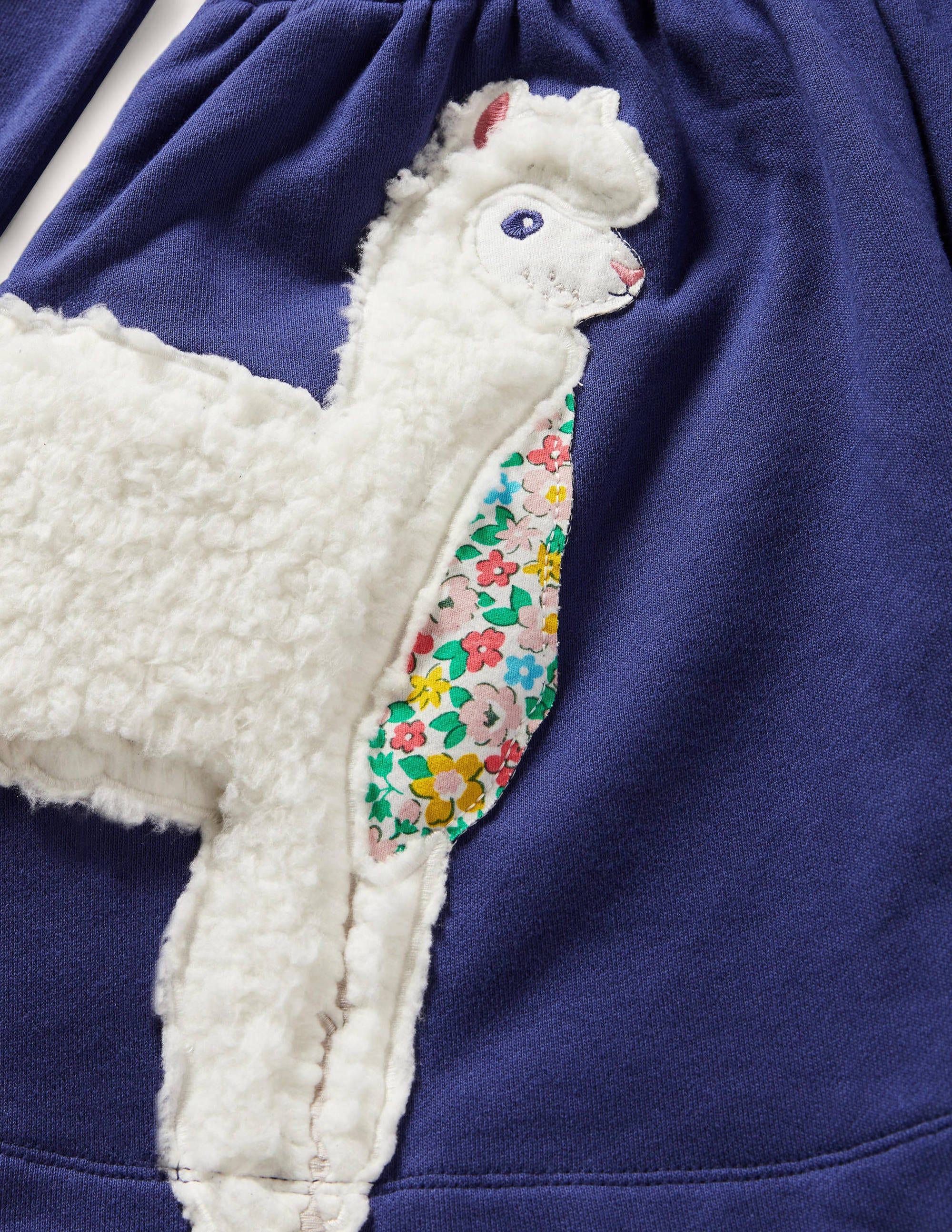 Appliqué Sweatshirt Dress in Starboard Blue with Animal Designs - Cozy Casual Wear for Women, Perfect for Fall Outfits and Weekend Errands