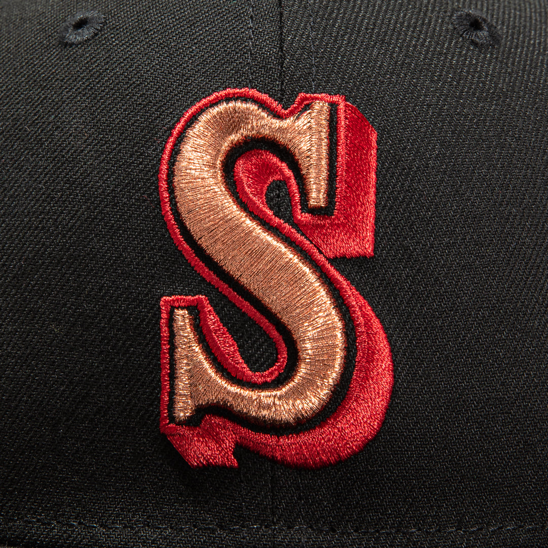 New Era 59Fifty Seattle Mariners 30th Anniversary Patch Snapback Hat - Black, Green & Cardinal - Official MLB Baseball Cap for Fans & Collectors (Perfect for Games, Gifts & Everyday Wear)