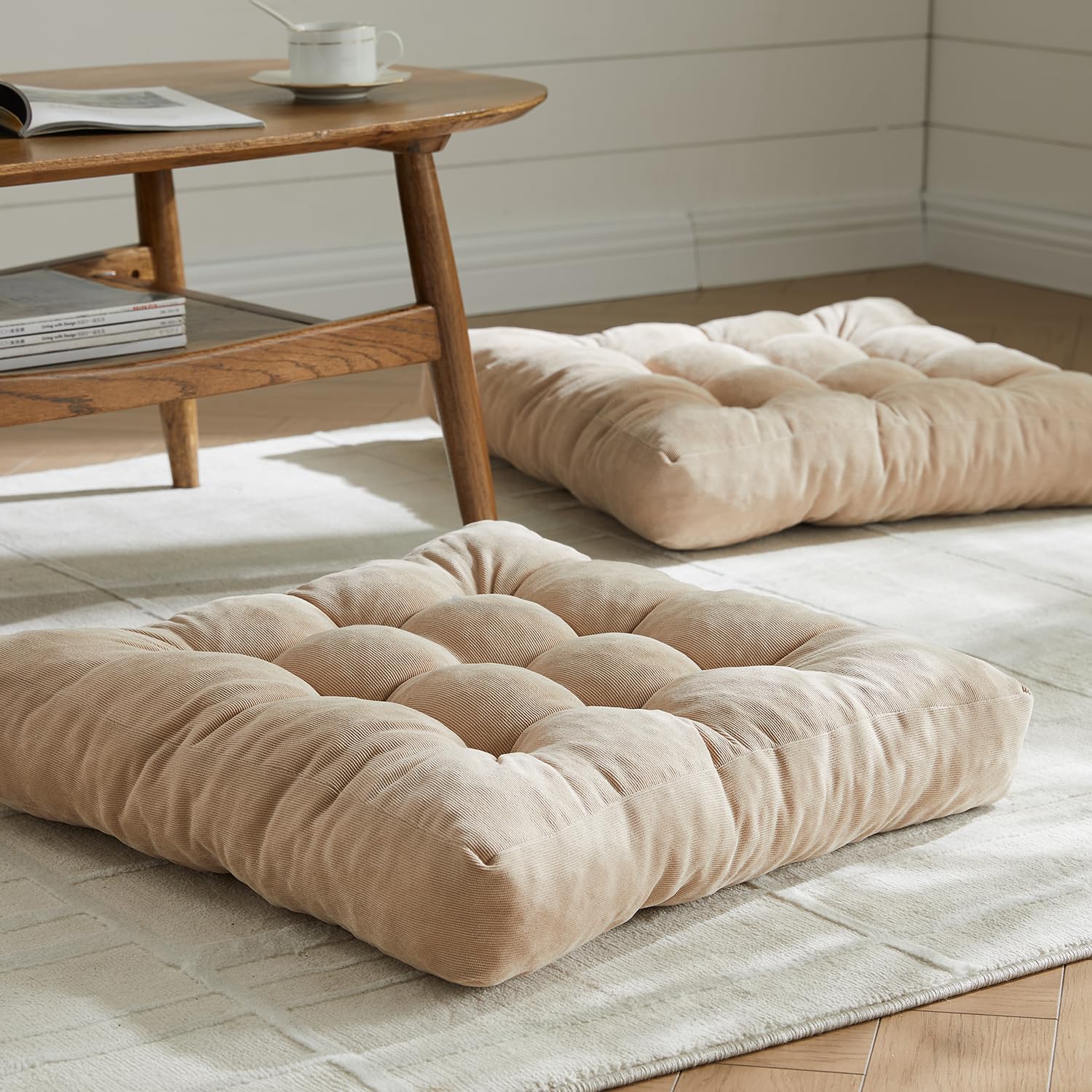 EzKamfort 22x22 Inch Memory Foam Floor Pillow - Extra Large Square Meditation Cushion for Adults, Comfortable Floor Seating for Yoga, Reading & Relaxing at Home