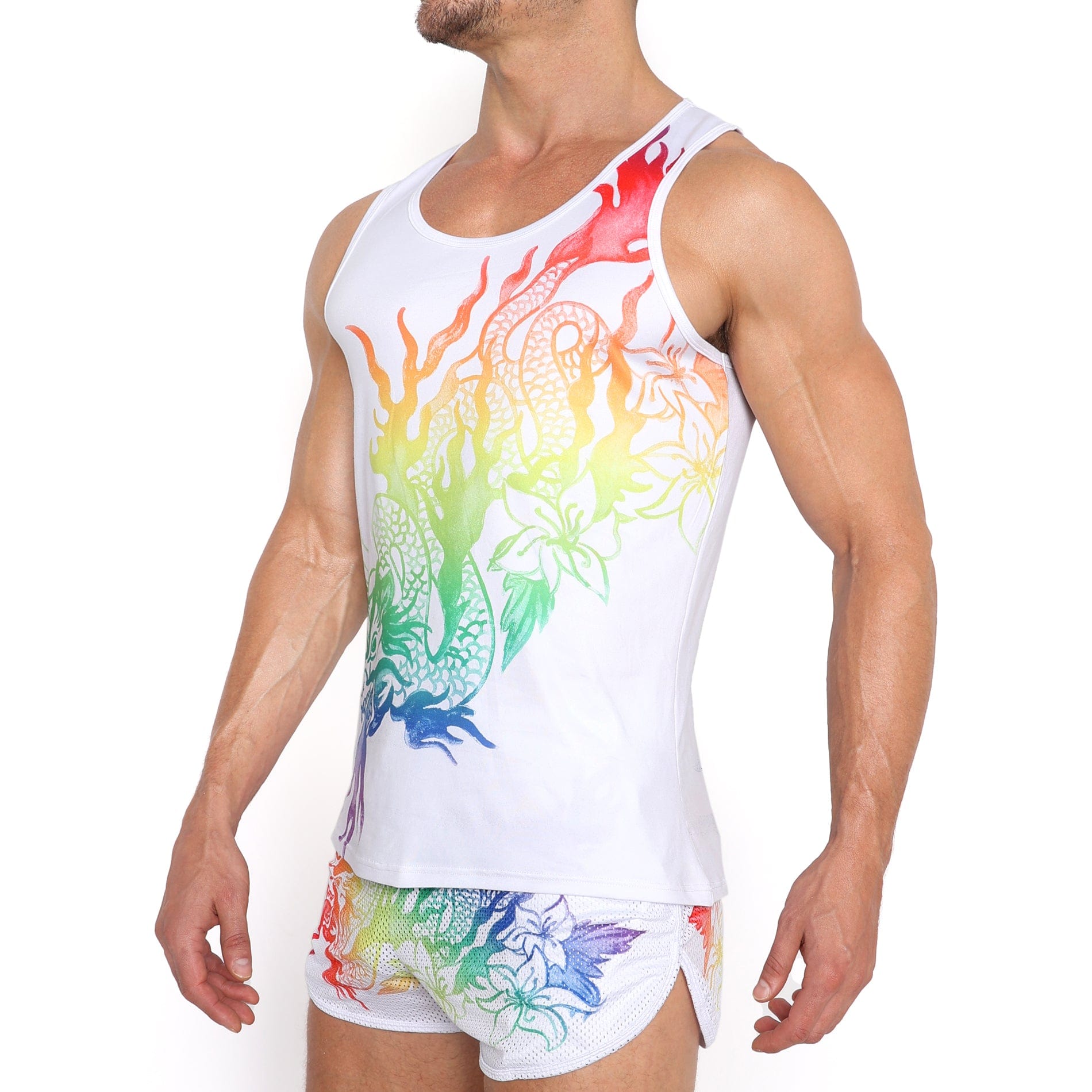 Ombre Japanese Dragon Print Tank Top for Women - Stylish Casual & Streetwear Fashion - Perfect for Summer Outfits, Festivals, and Gym Wear