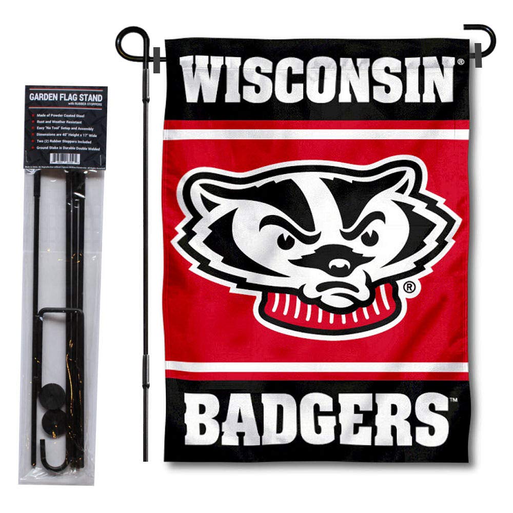 Wisconsin Badgers Garden Flag with Stand Holder | College Flags & Banners Co. | Perfect for Game Day Decor, Tailgating & School Spirit Displays