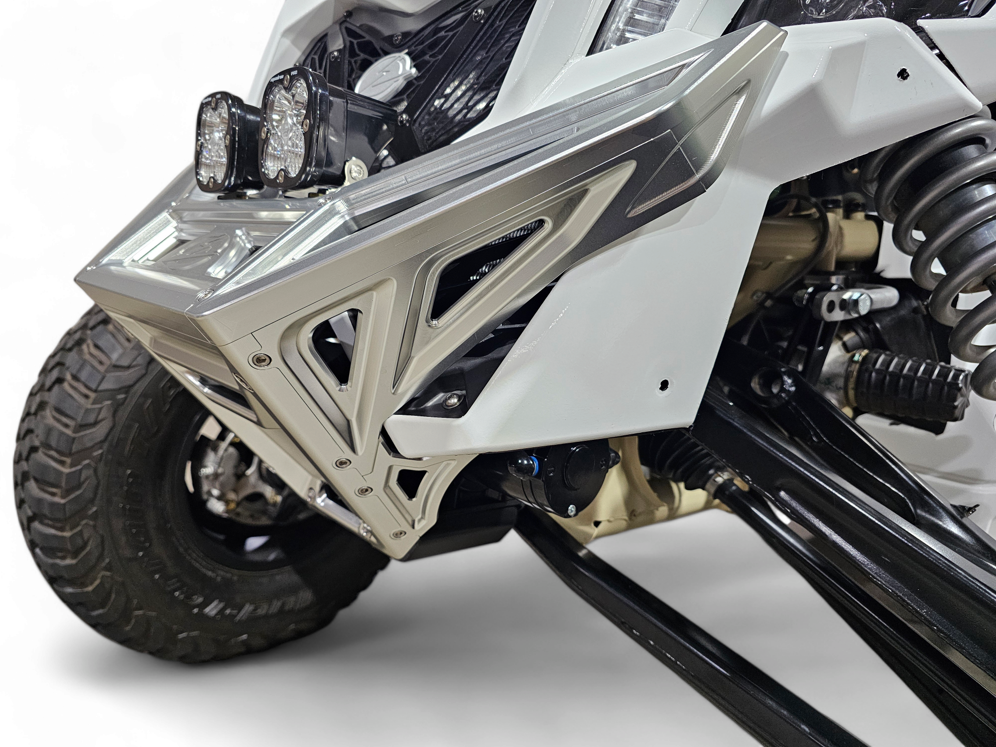 Can Am X3 Maverick Front Winch Bumper (2017-2024) - Machined Billet Aluminum, Clear Anodized Finish - FWB210036 - Perfect for Off-Roading & Trail Adventures