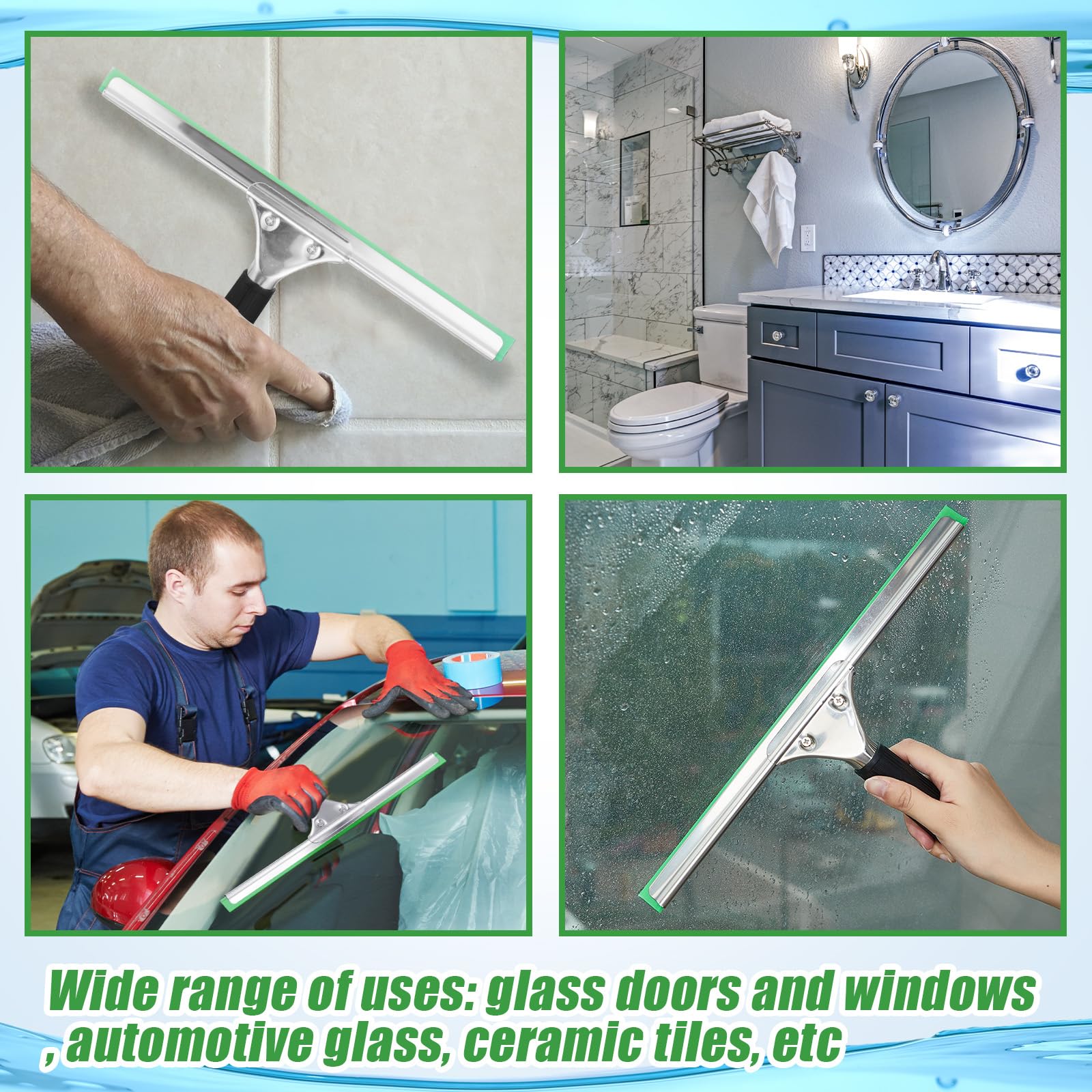 Frienda 10 Pcs 18-Inch Squeegee Rubber Replacement Blades for Windows, Glass, Shower Doors, Kitchen Cleaning, and Car Washing