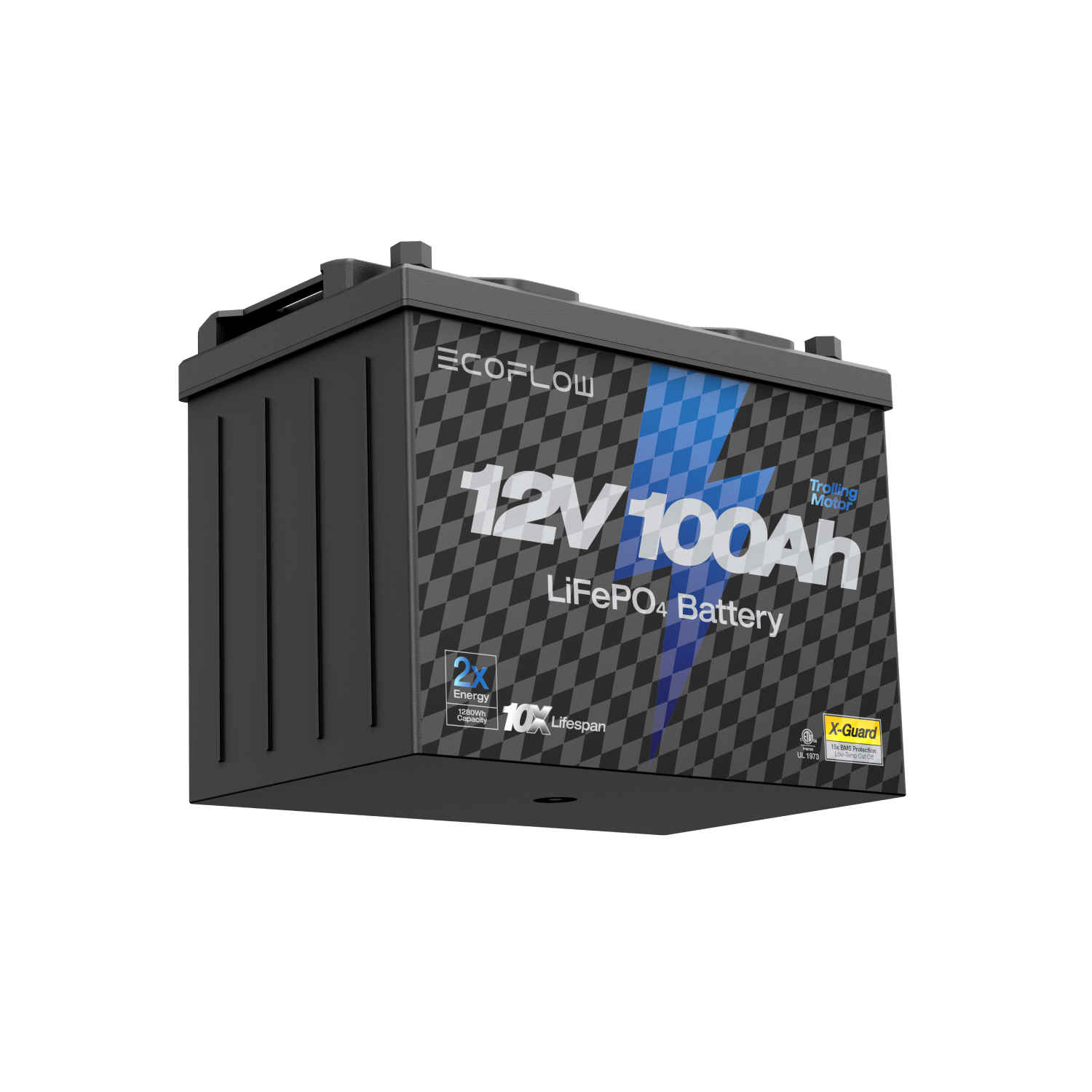 EcoFlow 12V 100Ah Lithium Deep Cycle Battery for Marine Trolling Motors - Perfect for Boats, RVs, and Off-Grid Power Systems