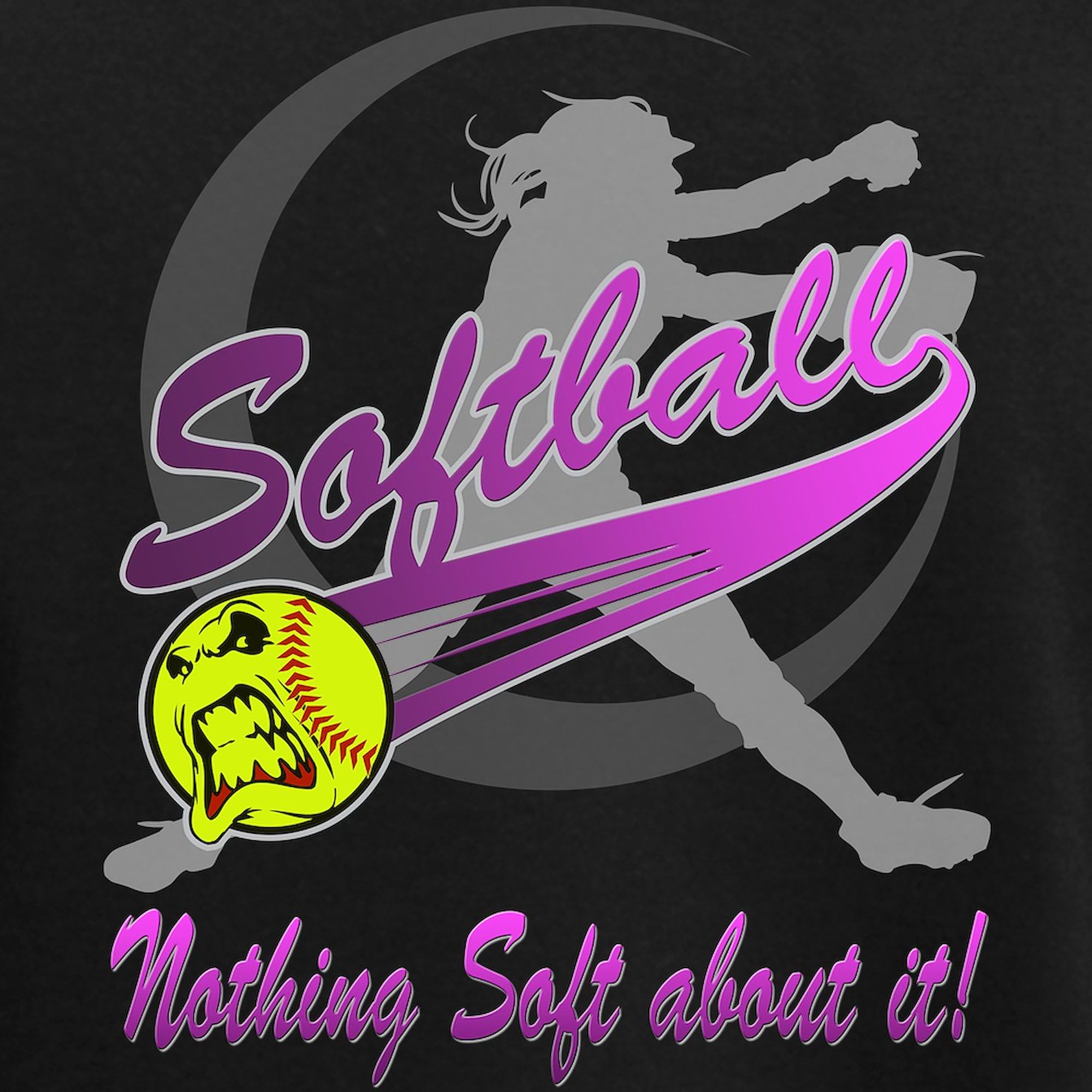 Girls Softball Pajamas for Women - Dark Novelty Sleepwear PJ Set | Cozy Lounge & Sleepwear for Softball Fans