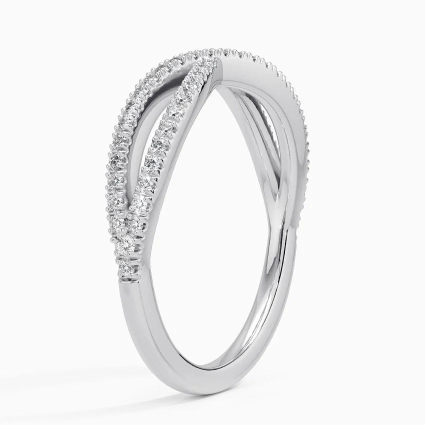 Entwined Crossover Wedding Band Ring LR110 - Elegant 14K Gold or Sterling Silver Bridal Ring for Women, Perfect for Engagement, Anniversary & Romantic Occasions