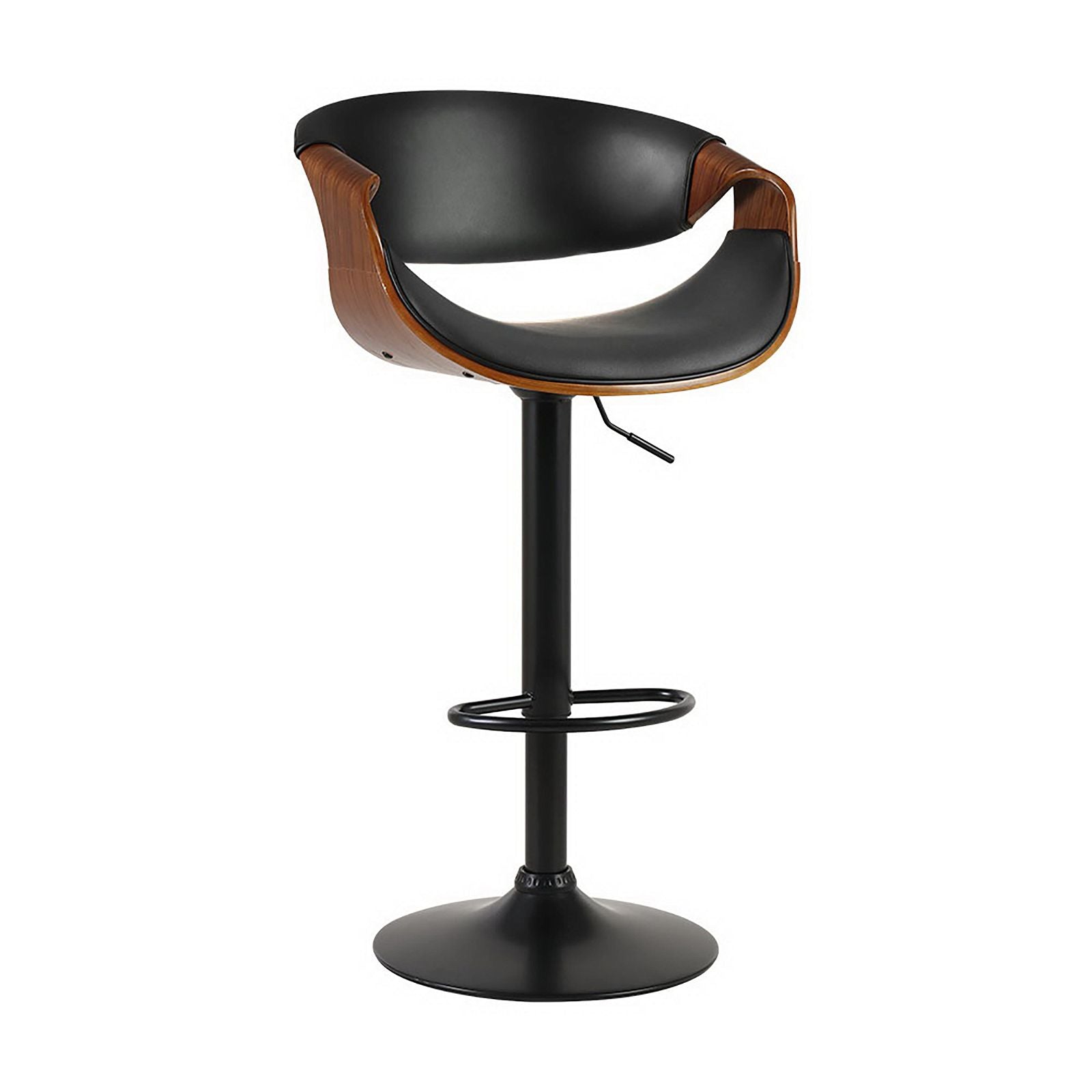 Adjustable Height Leather Bar Stools with Armrests - Gas Lift Swivel Stool for Kitchen Island, Home Bar & Dining Room - Comfortable & Stylish Seating