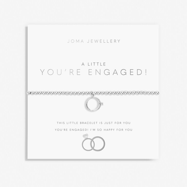 Joma Jewellery Bracelet - 'A Little You're Engaged!' Elegant Engraved Bangle for Women | Perfect Engagement, Anniversary & Wedding Gift | Everyday Wear & Special Occasions